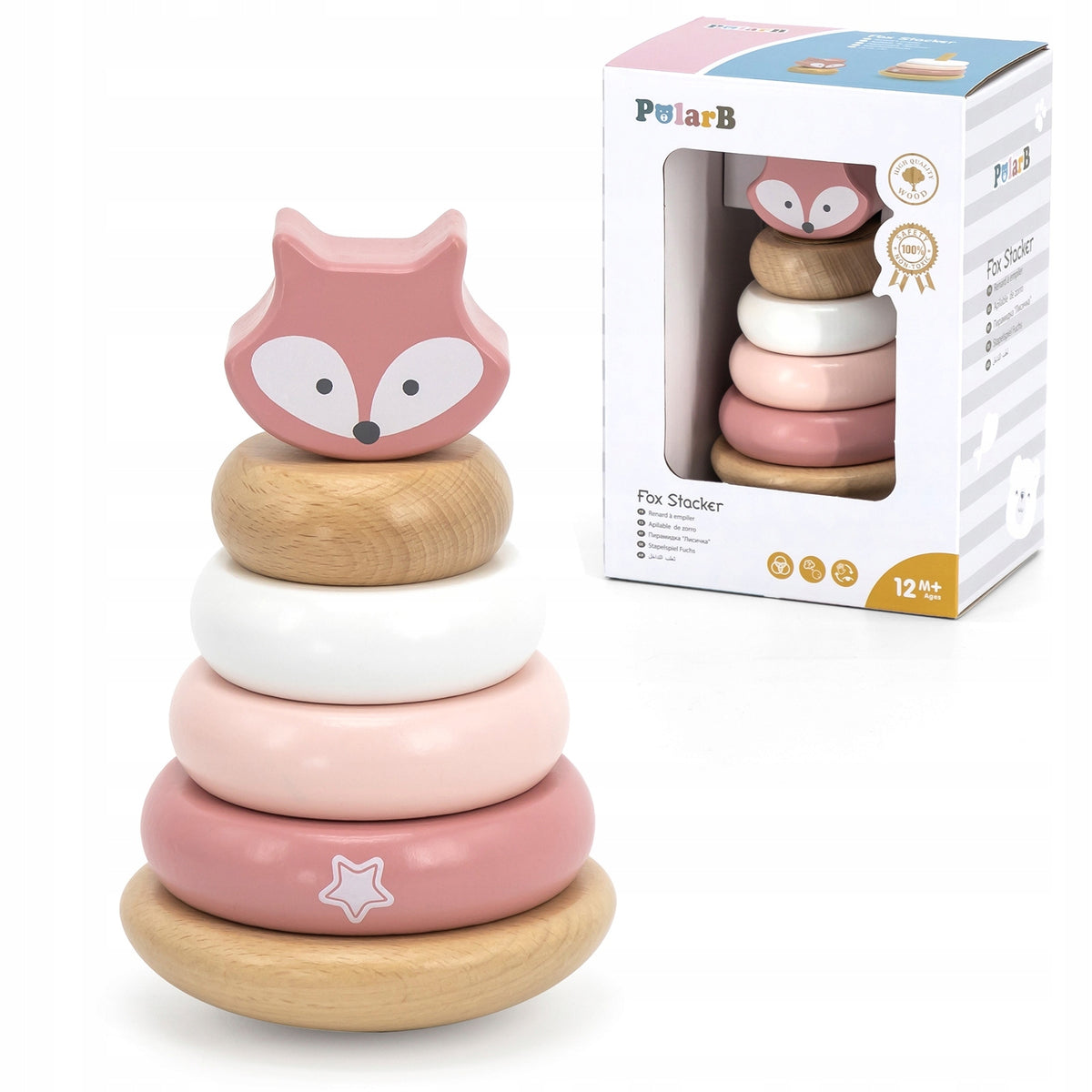 WAŃKA WSTAŃKA PUZZLE WOODEN EDUCATIONAL PYRAMID FOX SORTER VIGA