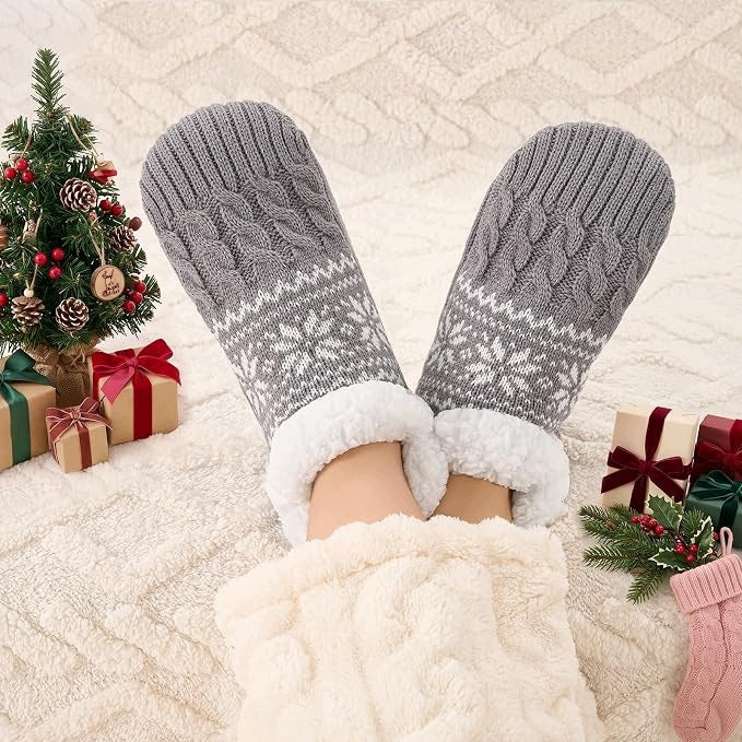 WARM NON-SLIP SOCKS FOR WOMEN FOR AUTUMN AND WINTER DAYS GIFT Manufacturer code PREZENT SKARPETKI CIEPŁE ANTYPOŚLIZG SZARE