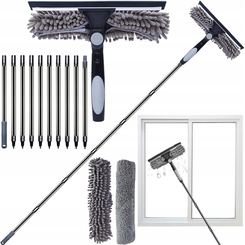 WASHER SQUEEGEE FOR CLEANING WINDOWS STREAKS TELESCOPIC BRUSH LONG 4.25 M
