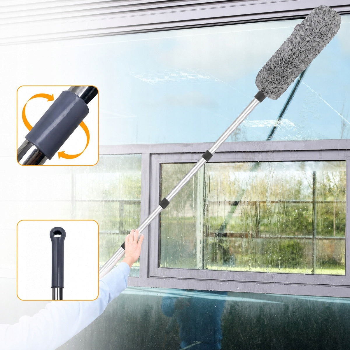 WASHER SQUEEGEE FOR CLEANING WINDOWS STREAKS TELESCOPIC BRUSH LONG 4.9 M Brand no brand