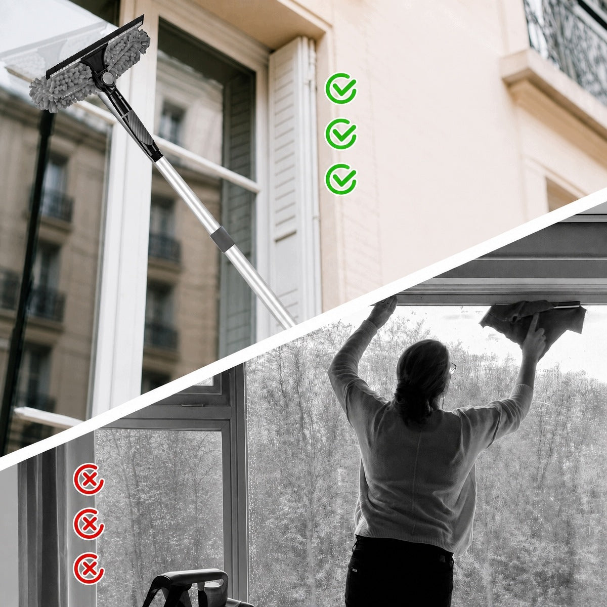 WASHER SQUEEGEE FOR CLEANING WINDOWS STREAKS TELESCOPIC BRUSH LONG 4.9 M Manufacturer code 4069347558403