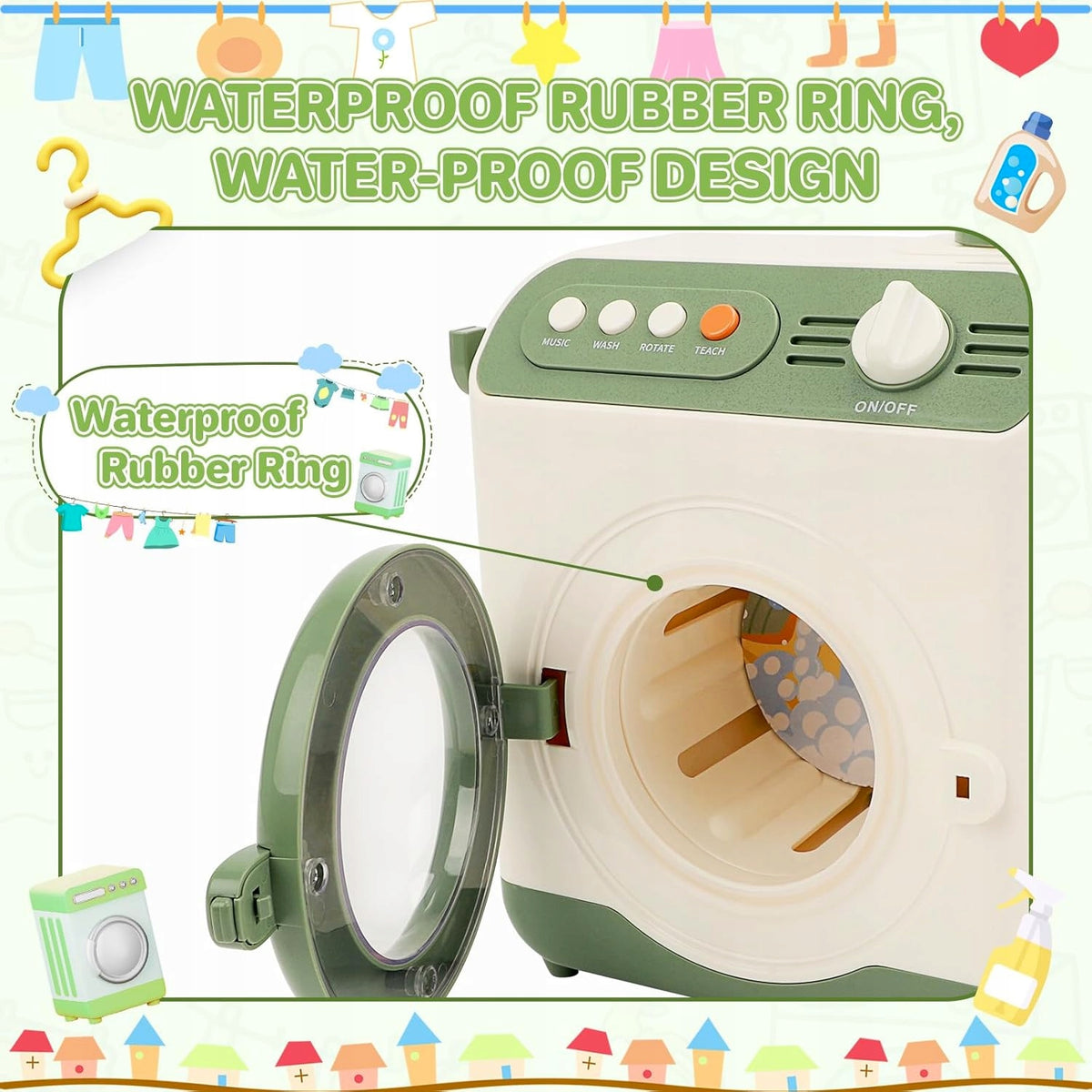 WASHING MACHINE FOR CHILDREN WITH SOUND! LAUNDRY TOY, REALISTIC! GIFT Kid's age 3＋ years