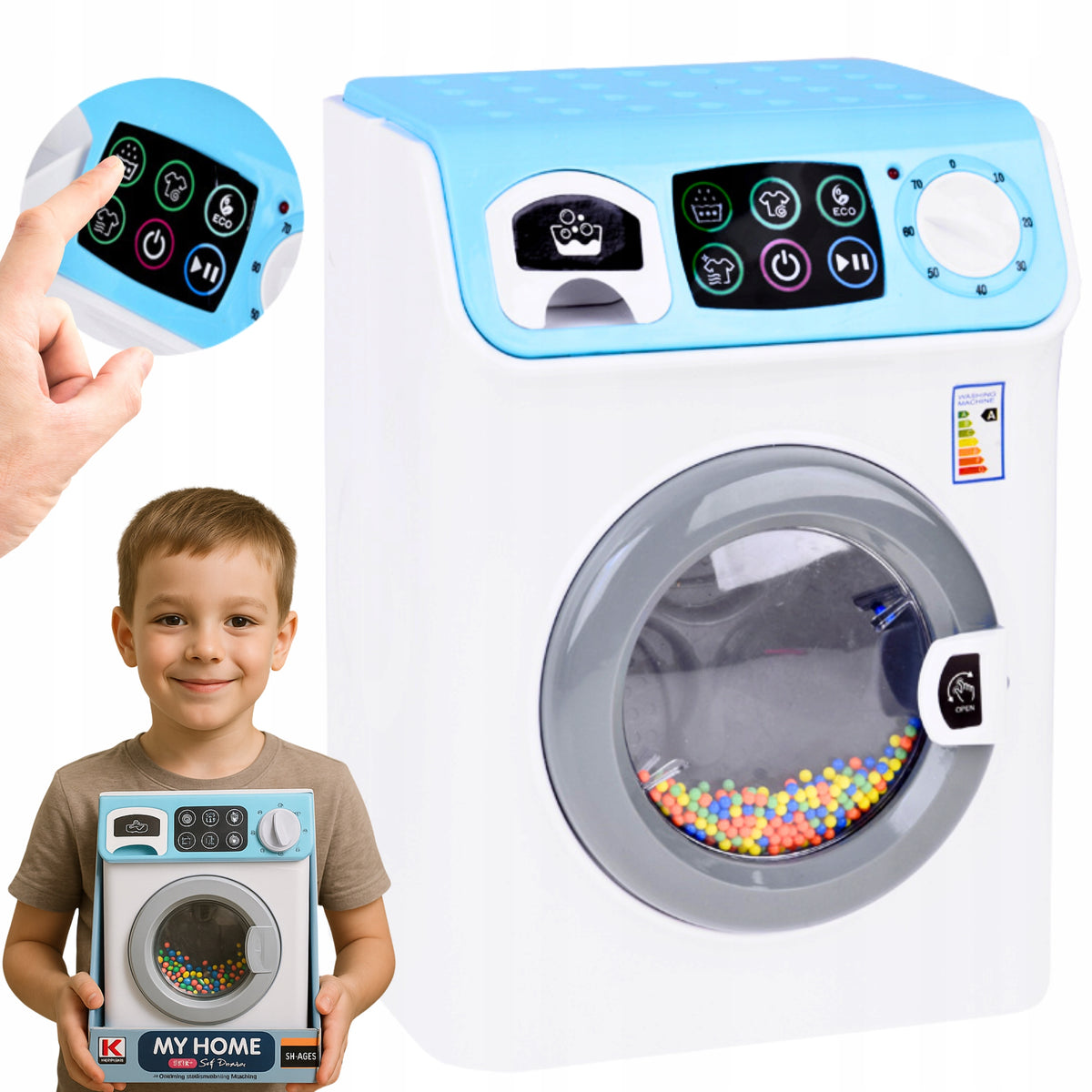 WASHING MACHINE REALISTIC TOY FOR CHILDREN LIGHT SOUND ROTATING DRUM AGD
