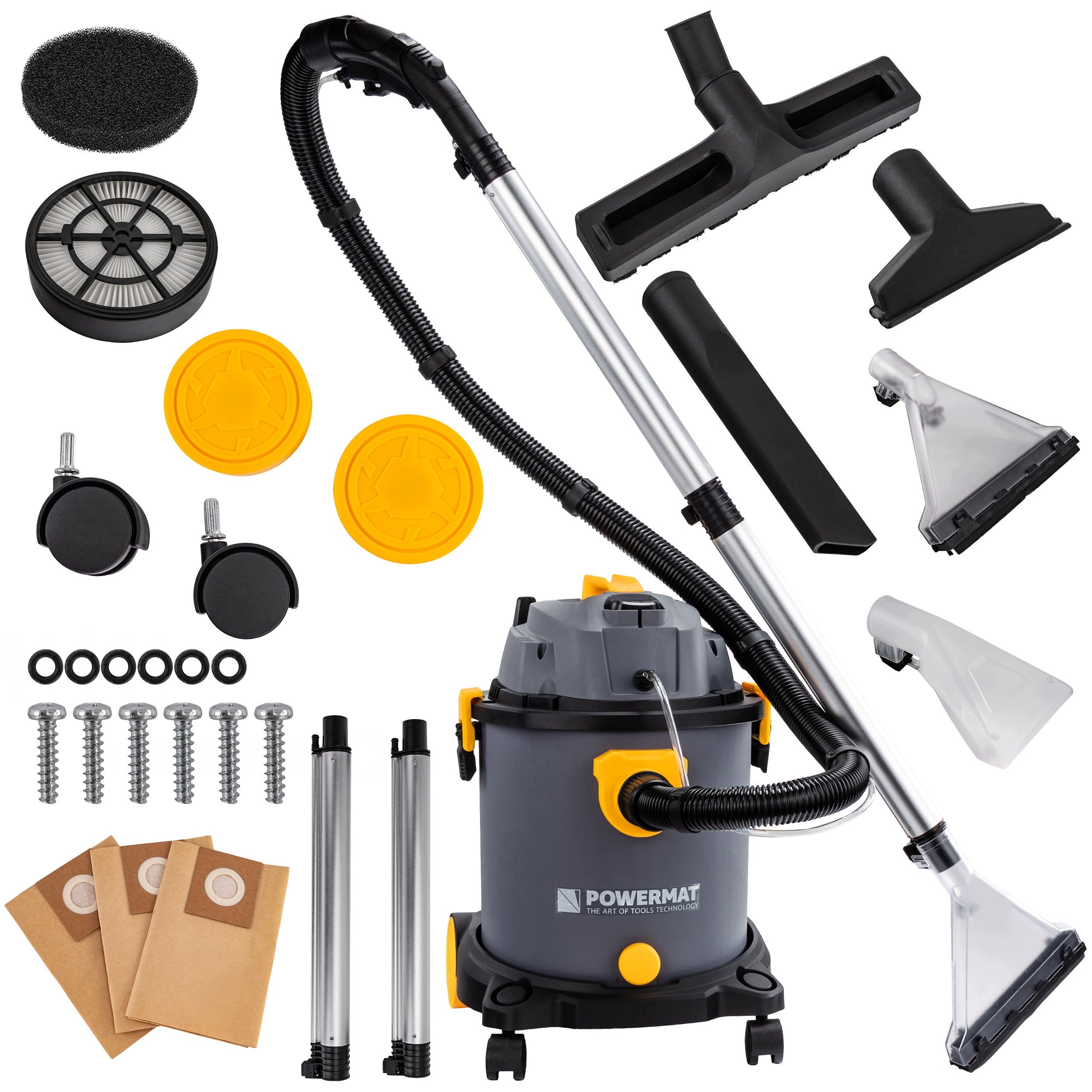 WASHING VACUUM CLEANER 20L 2000W FOR UPHOLSTERY WATER DUST 4 TIPS 2 PIPES 3L