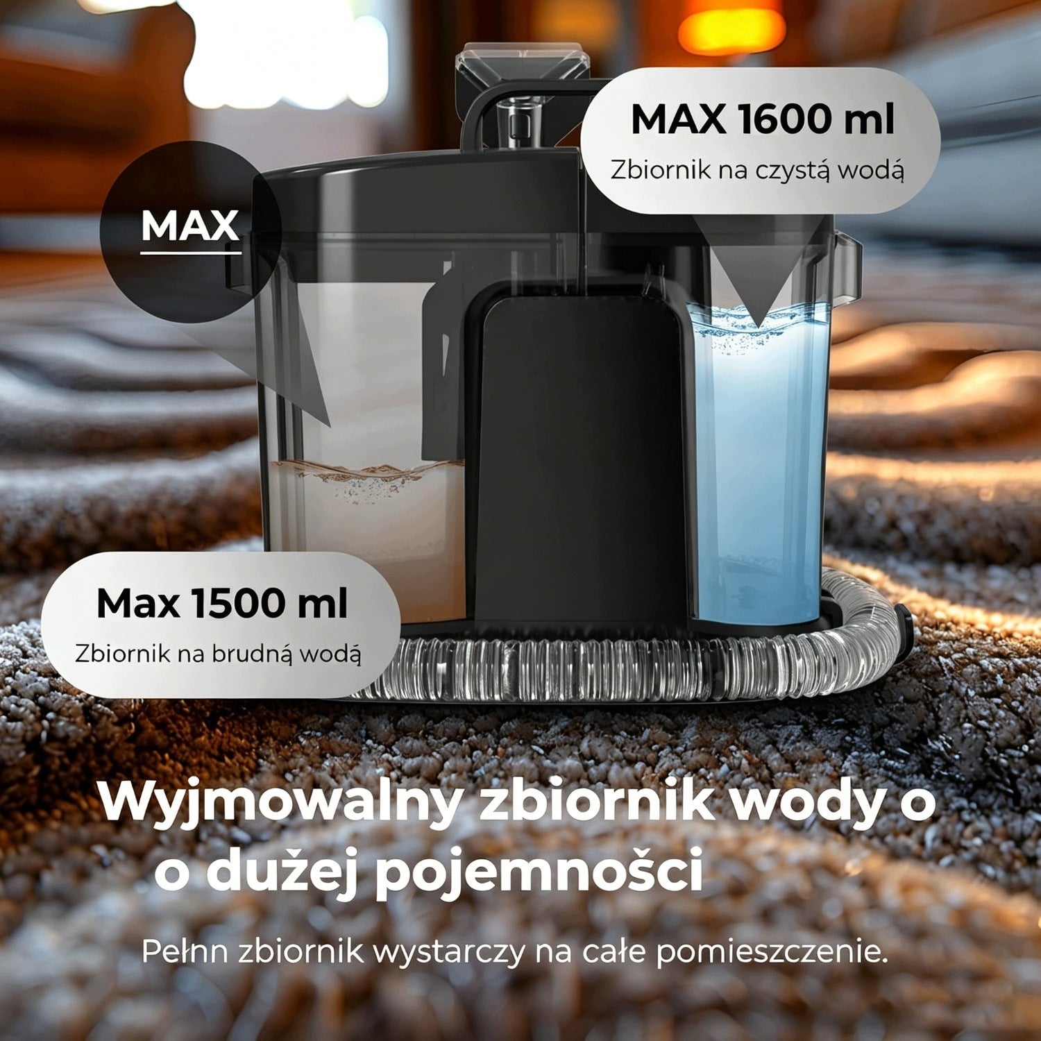 WASHING VACUUM CLEANER FOR CARPETS UPHOLSTERY STRONG WET SET 600W BLACK Manufacturer code PIORĄCY DO DYWANÓW