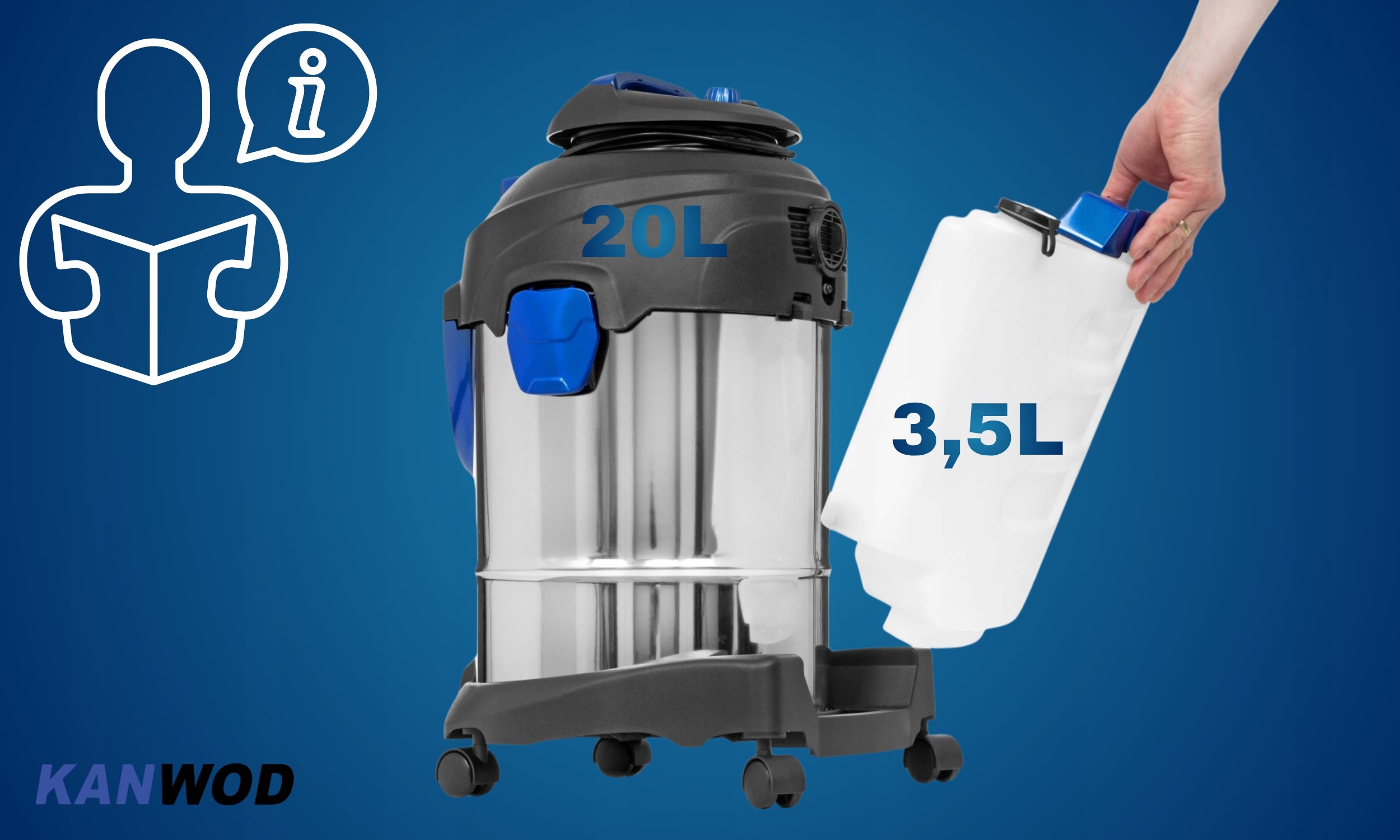 WASHING VACUUM CLEANER Kanwod CAR ULTRA-STRONG TIPS LARGE SET 2000W Dirty water tank capacity 20.1 l