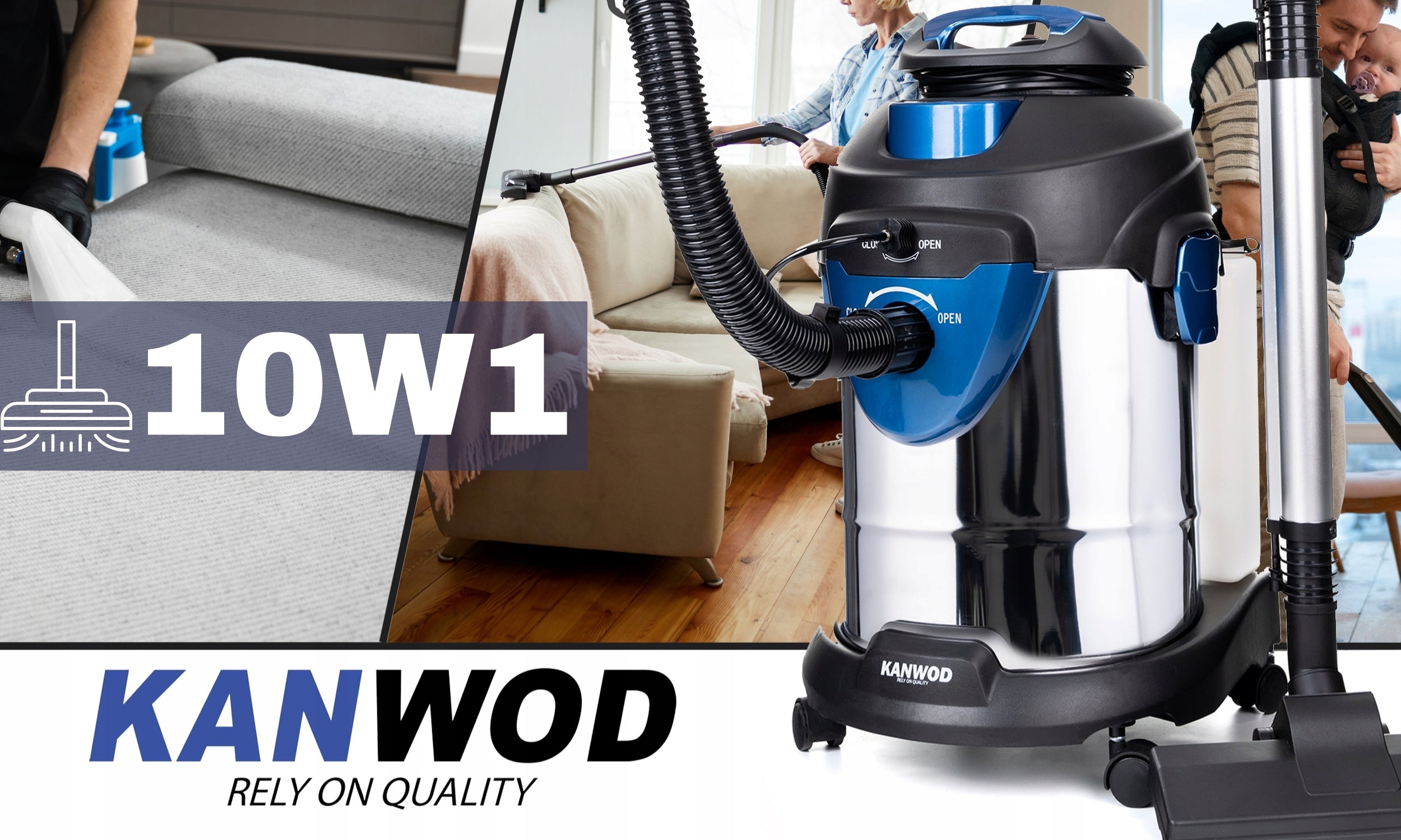 WASHING VACUUM CLEANER Kanwod CAR ULTRA-STRONG TIPS LARGE SET 2000W Manufacturer code DO TAPICERKI DYWANÓW Samochodu Foteli Kanap