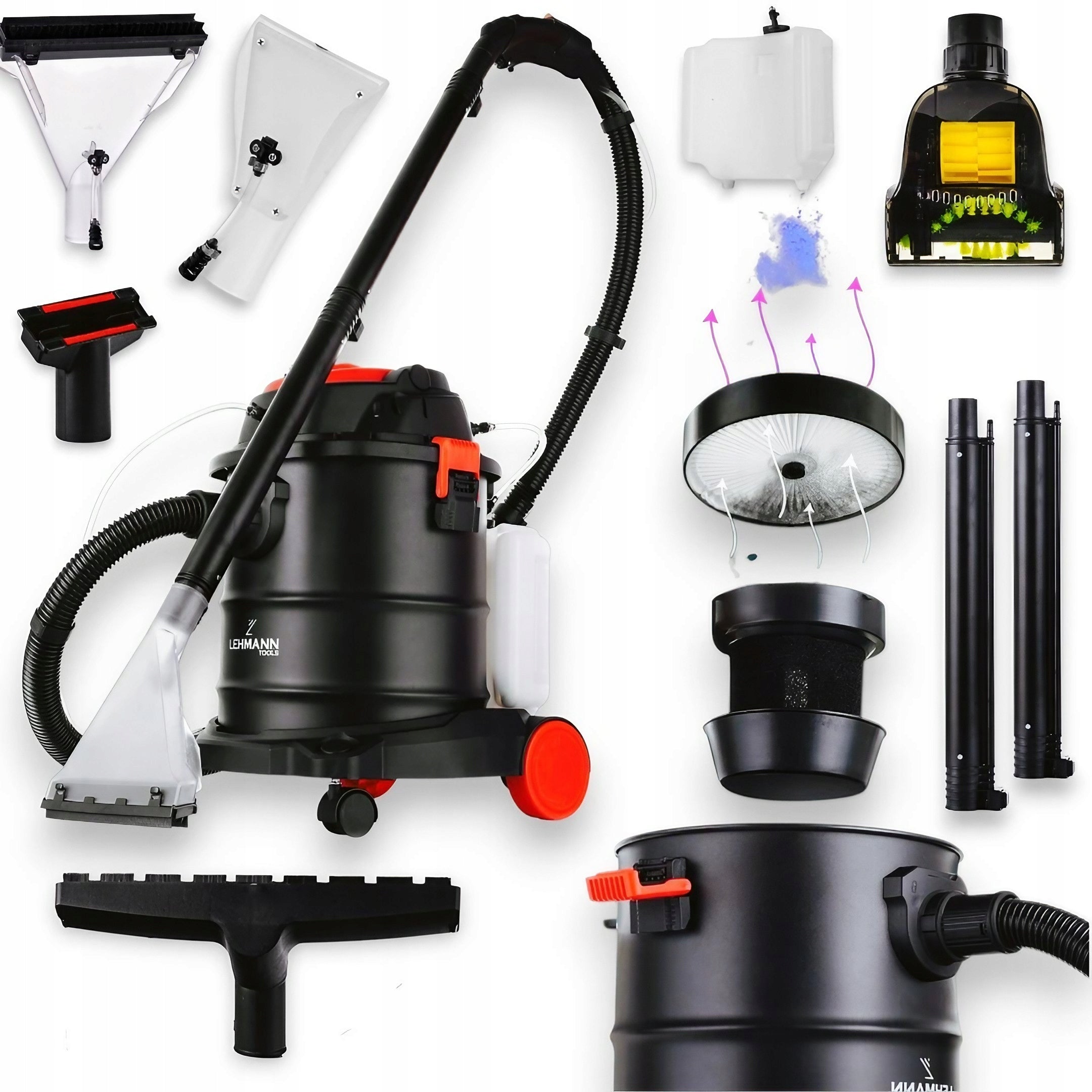 WASHING VACUUM CLEANER LEHMANN CARPET WASHING UPHOLSTERY WET DRY STRONG 2000W