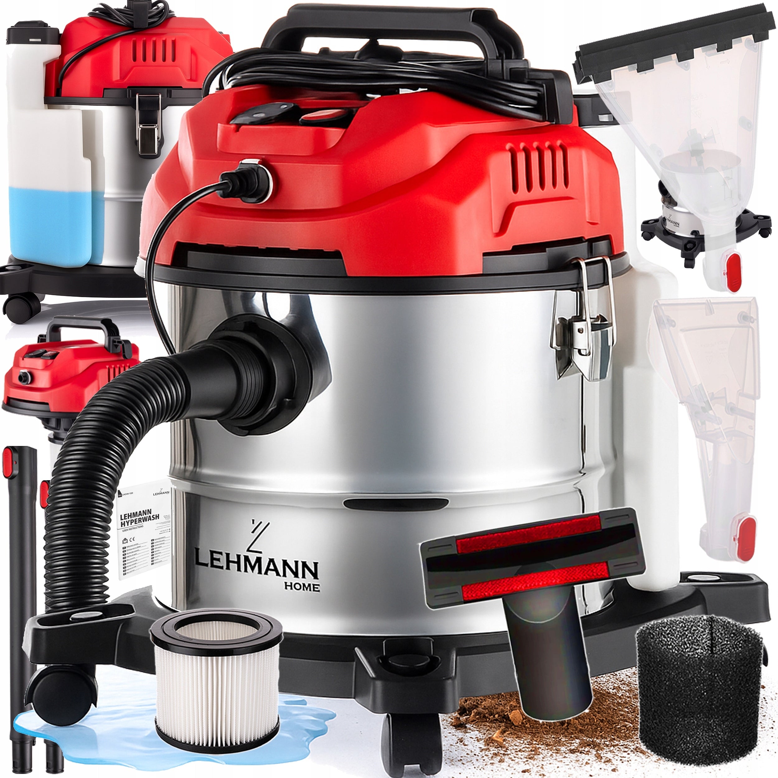 WASHING VACUUM CLEANER LEHMANN HYPERWASH 1600W 17000 PA 4,3L/20L DRY/WET