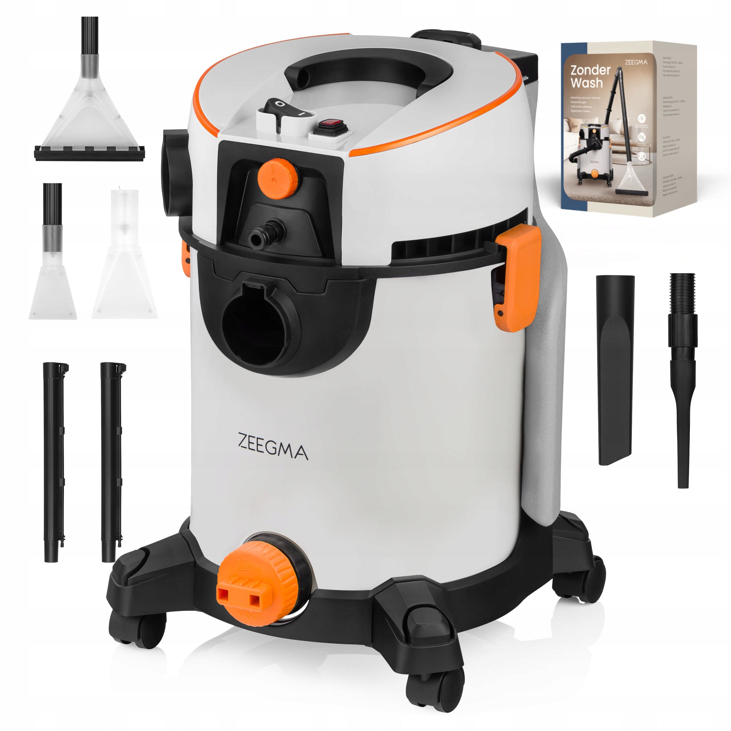 WASHING VACUUM CLEANER ZEEGMA WASH 1400 W FOR CAR HOUSE WET DRY Brand Zeegma