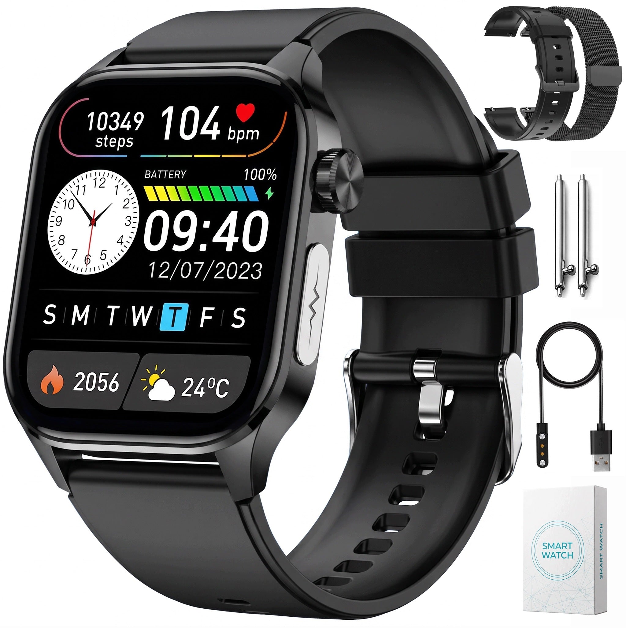 WATCH SMARTWTACH EKG HRV BLOOD PRESSURE MONITOR SUGAR MEASUREMENT TALK TEMPERATURE