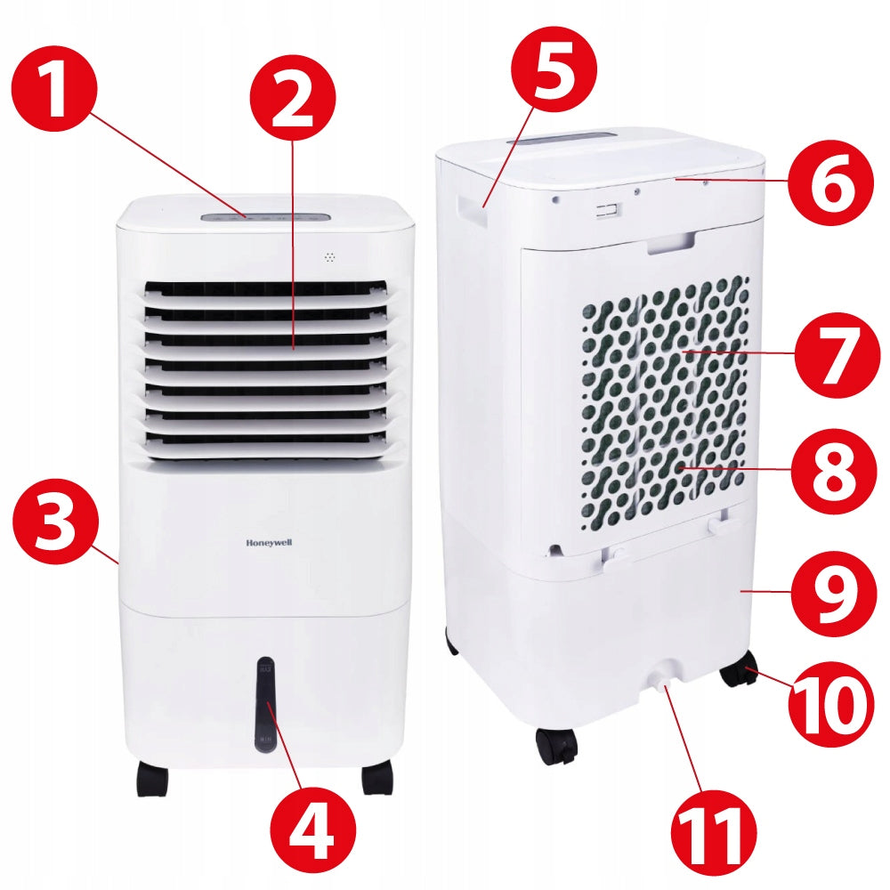 WATER AIR CONDITIONER HUMIDIFIER 15L FAN REMOTE CONTROL HONEYWELL CL152 Dominant color white