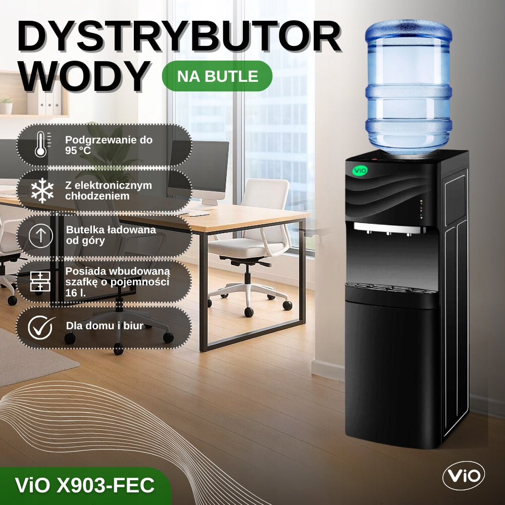 WATER DISPENSER ViO X903-FЕC Black WITH ELECTRONIC COOLING AND CABINET Packaging status original