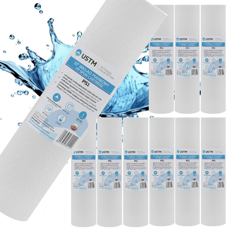 WATER FILTER FOAM CARTRIDGE 10" FILTRATION 1 MICRON PS1 10 PIECES USTM