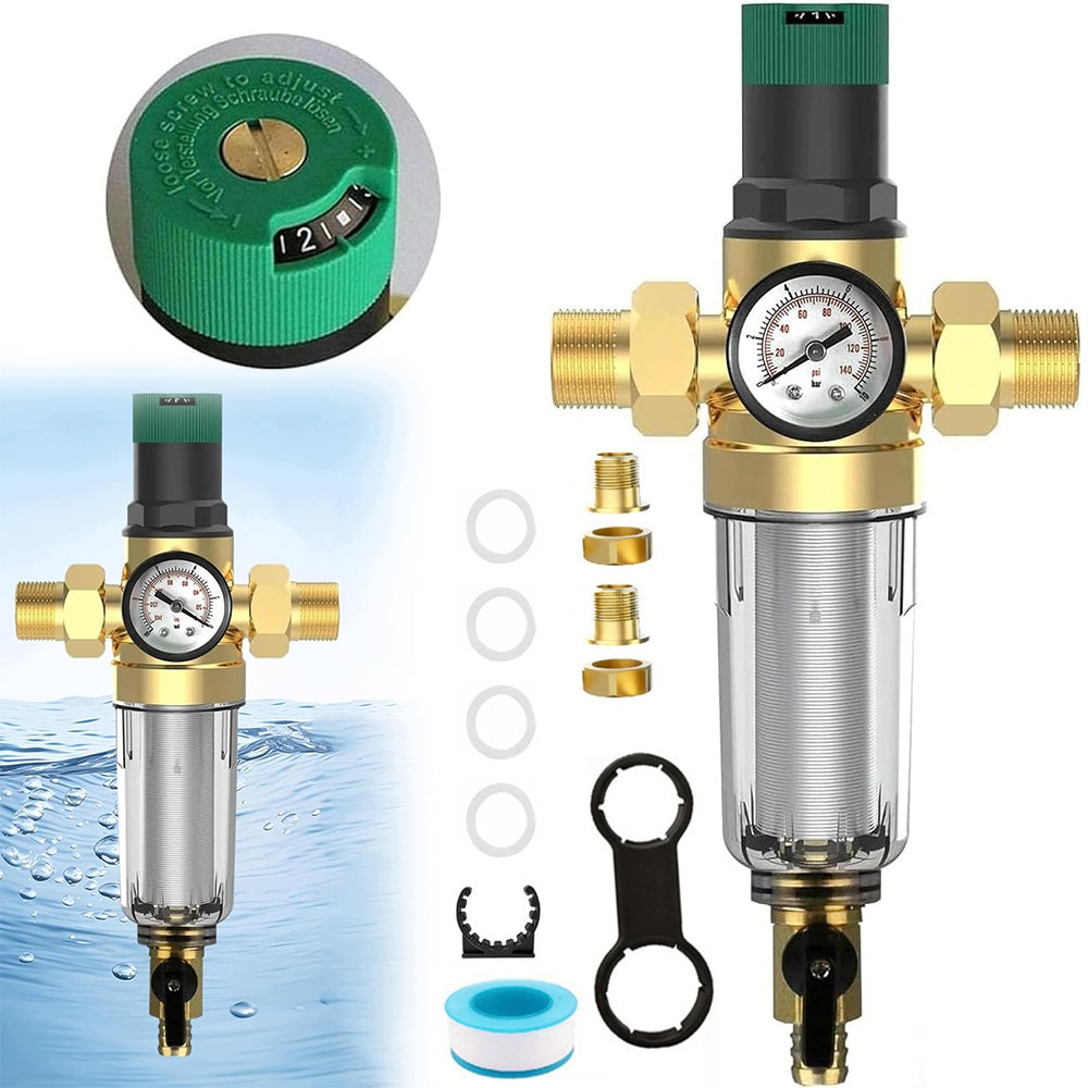 WATER FILTER MECHANICAL SELF-CLEANING WITH 3/4" DN20 RINSING WITH PRESSURE GAUGE