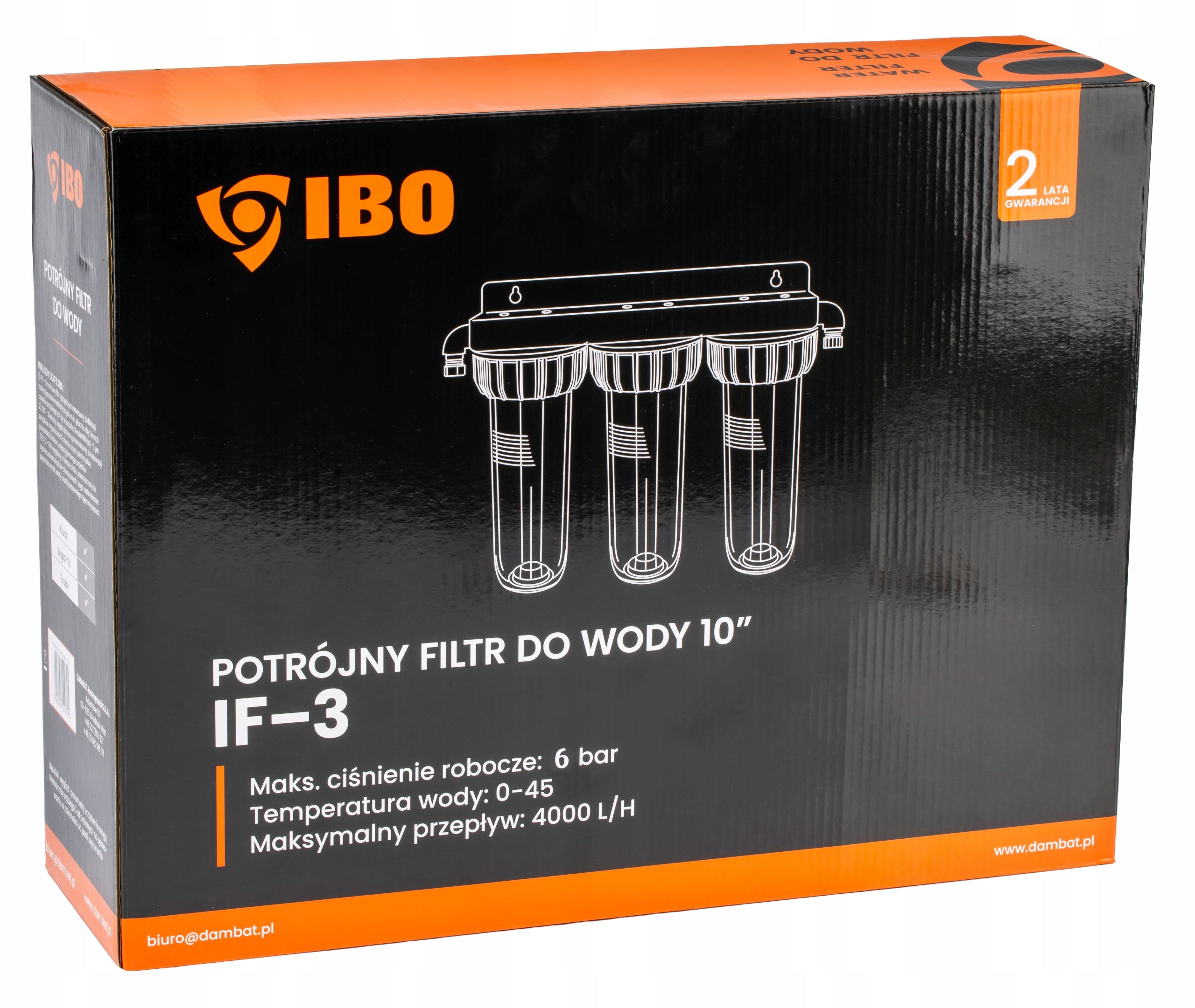 WATER FILTER PRE-BODY HOUSING FI 1'' GW 3-STAGE +INSERTS SET Packaging status original