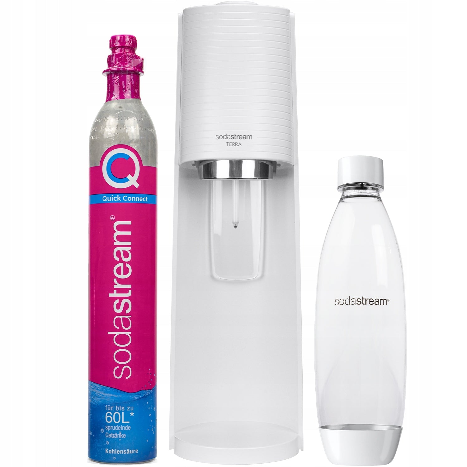 WATER GASSING SATURATOR SODASTREAM TERRA WHITE WATER BOTTLE SIPHON