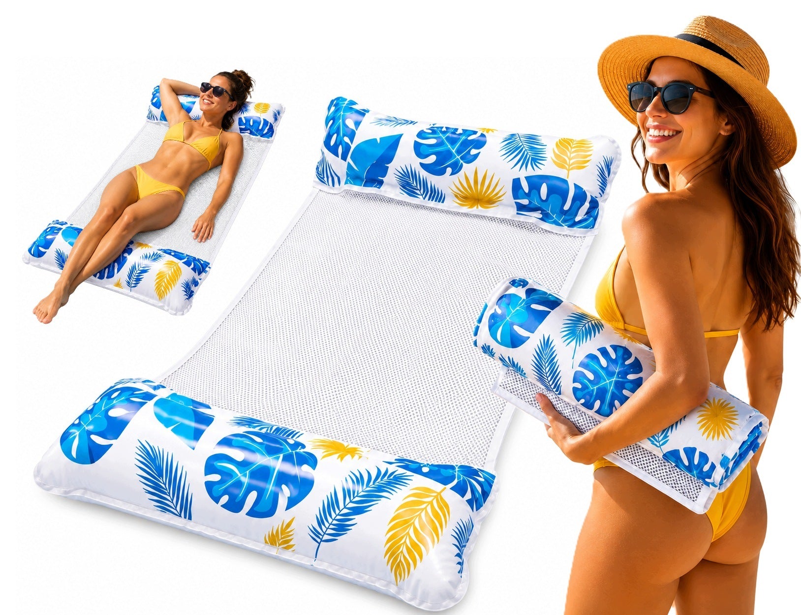 WATER HAMMOCK MATTRESS FOR SWIMMING LOUNGER INFLATABLE CHAIR 130x70 POOL BEACH