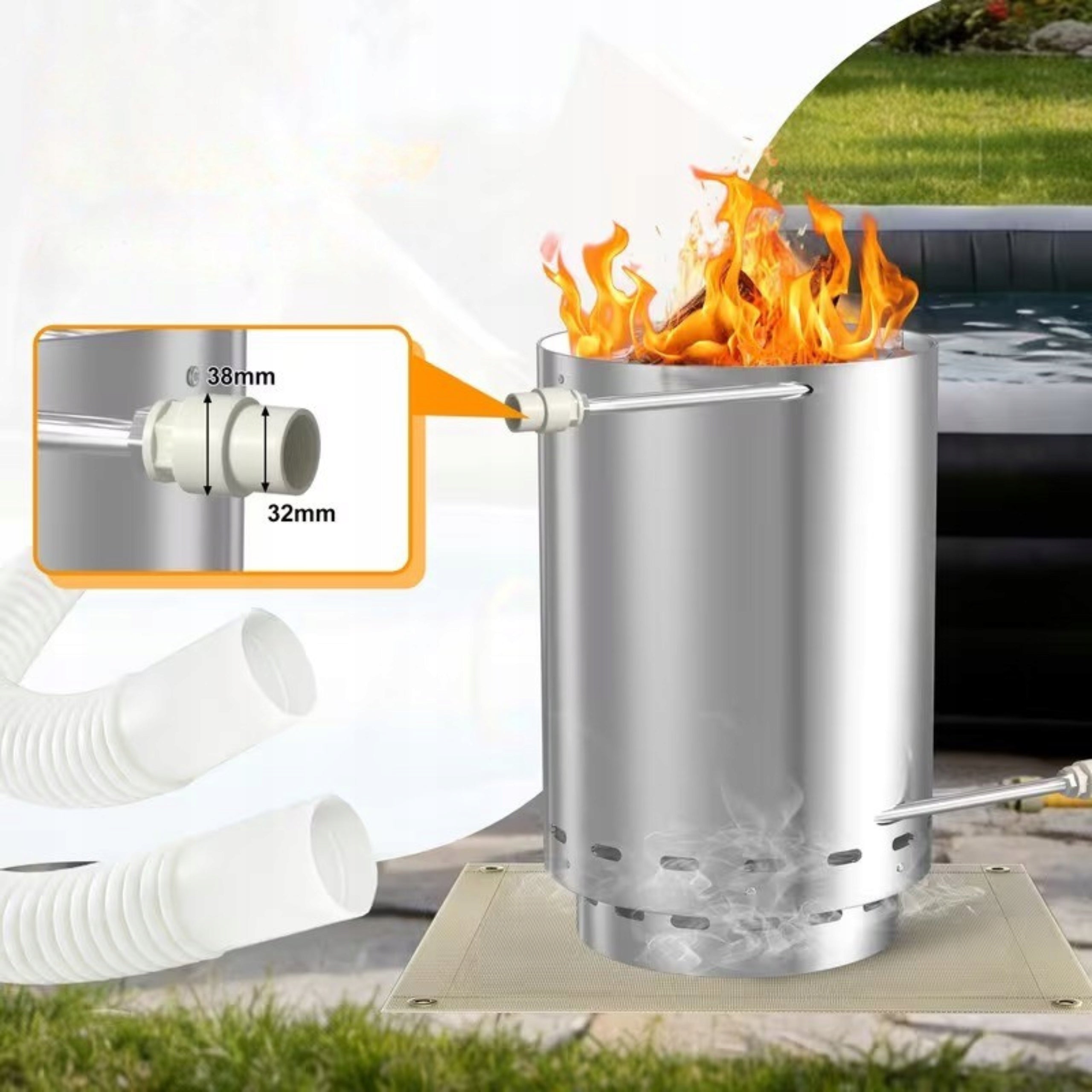 WATER HEATER FLOW HEATING FOR FIRE PIT FOR WOOD COAL Kind fuel