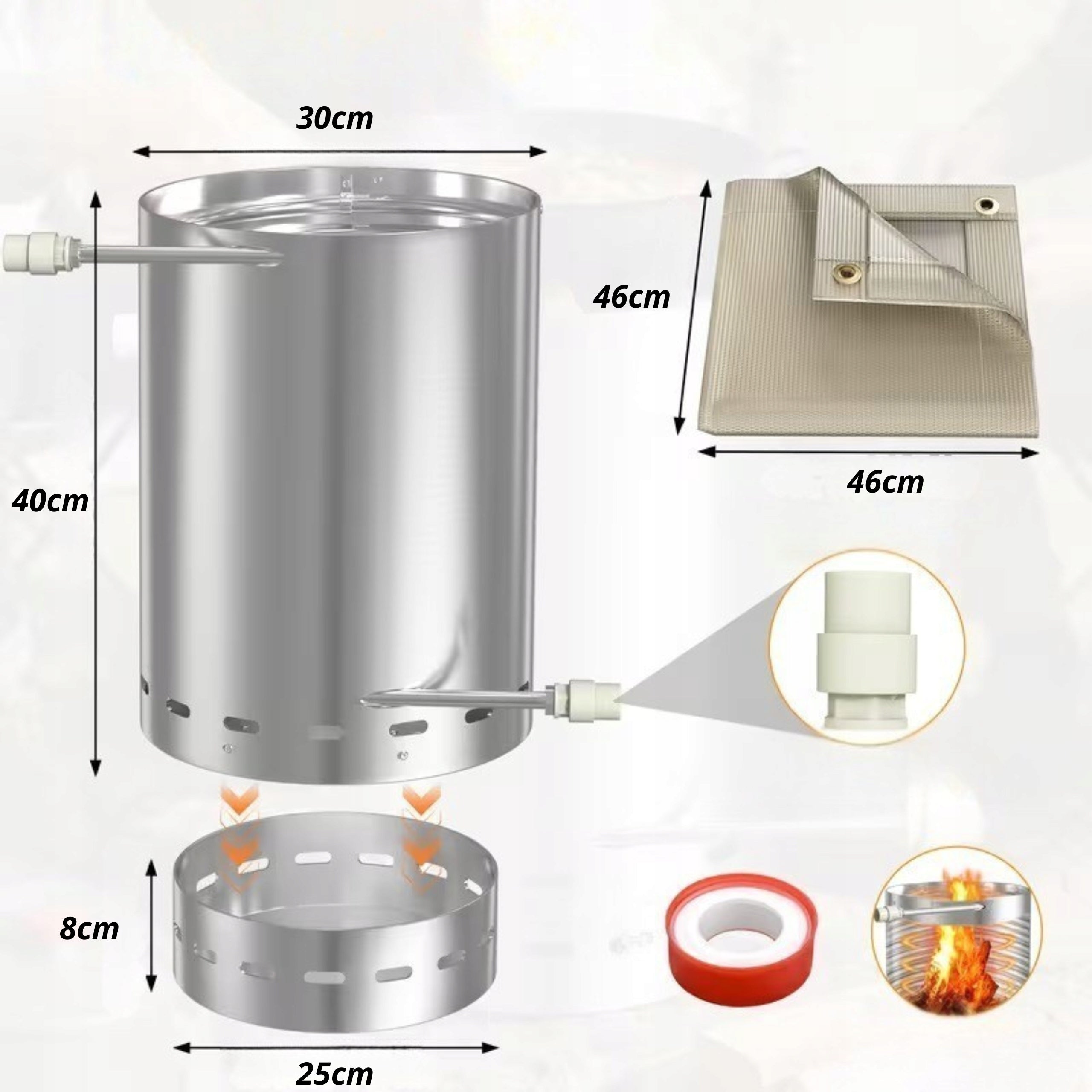 WATER HEATER FLOW HEATING FOR FIRE PIT FOR WOOD COAL Manufacturer code WOOD-POOL-HEATER-FLOW