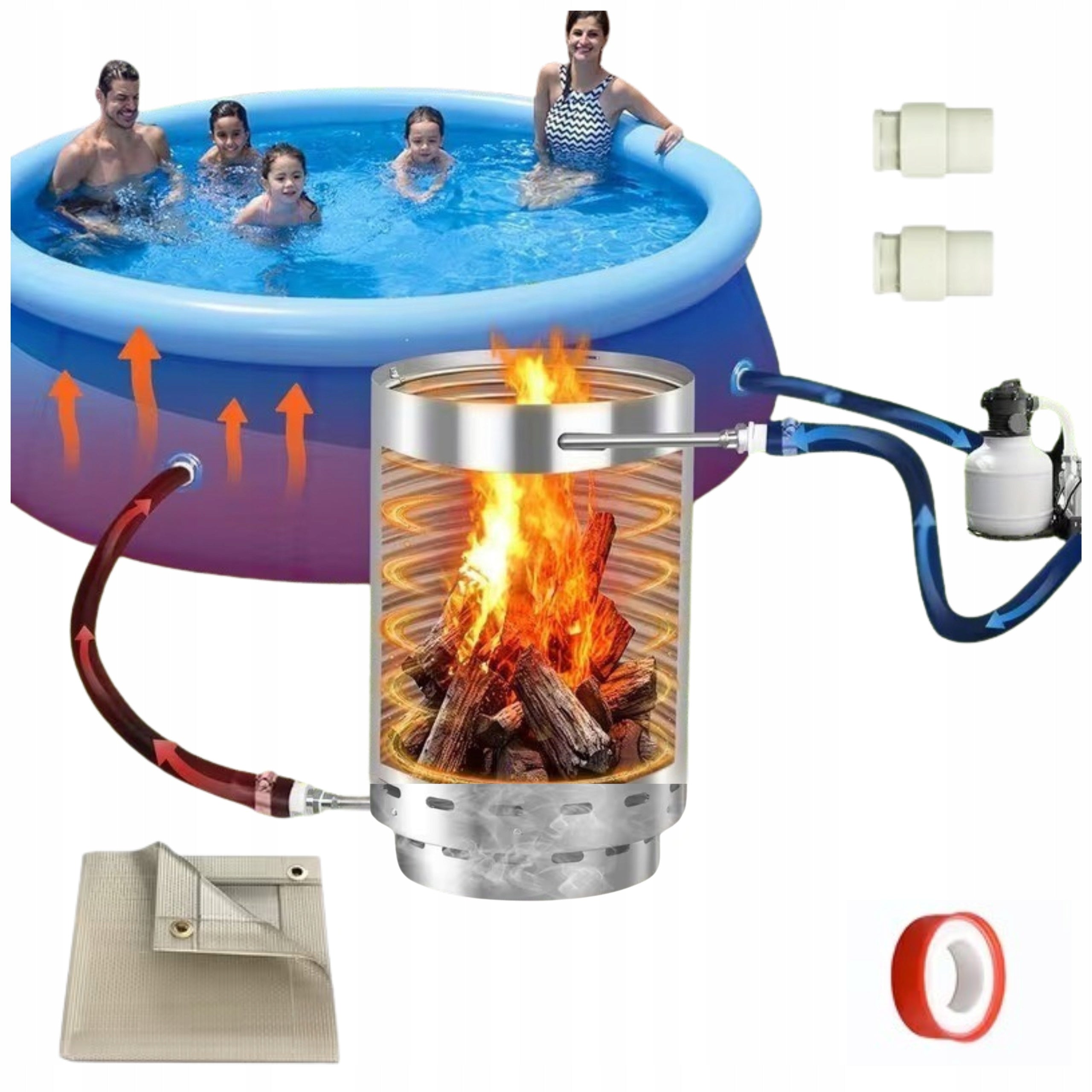 WATER HEATER FLOW HEATING FOR FIRE PIT FOR WOOD COAL