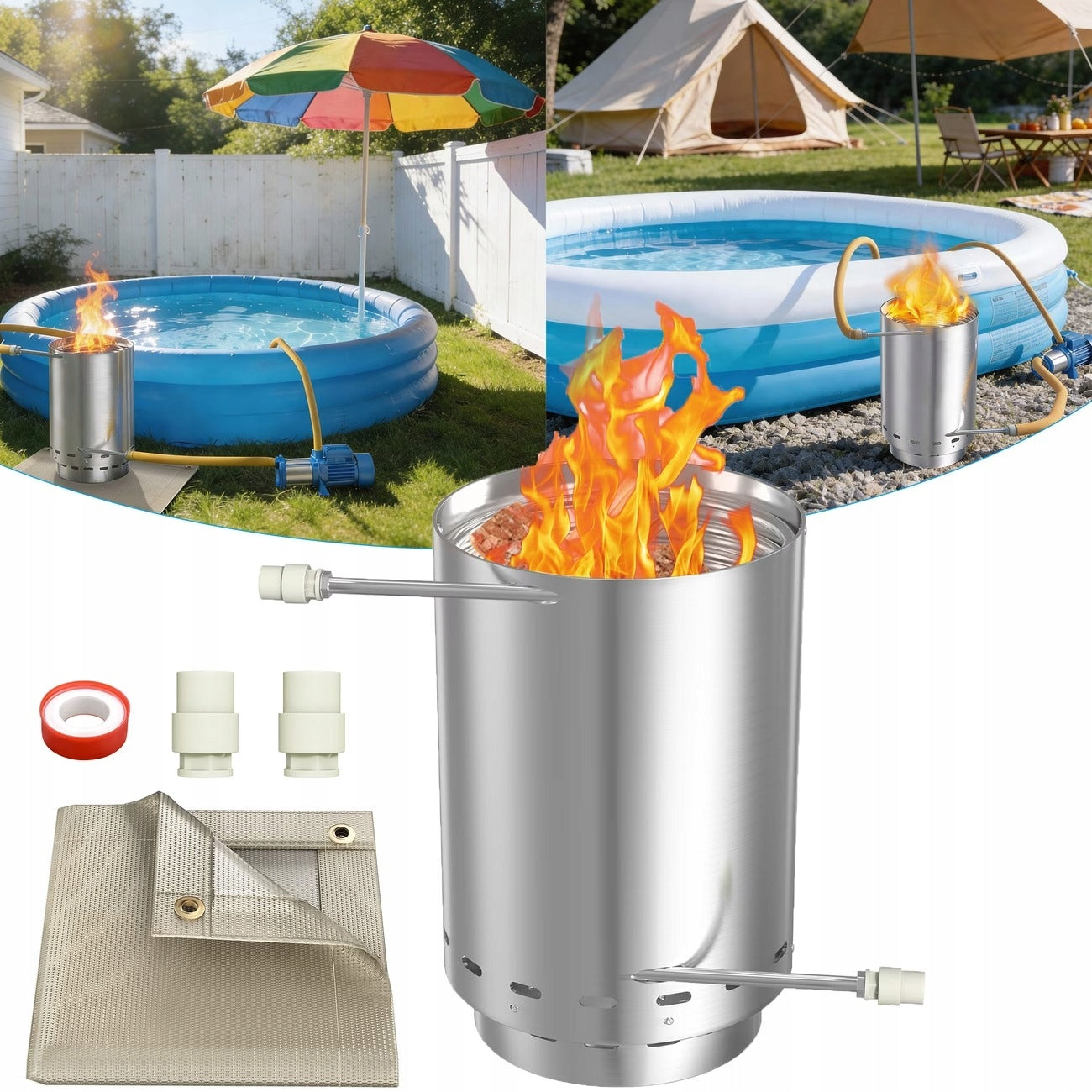 WATER HEATER FOR POOL FIREPLACE JACUZZI FOR WOOD STAINLESS STEEL SET Manufacturer code PODGRZEWANIE WODY BASENU REX OGRZEWACZ BASENU