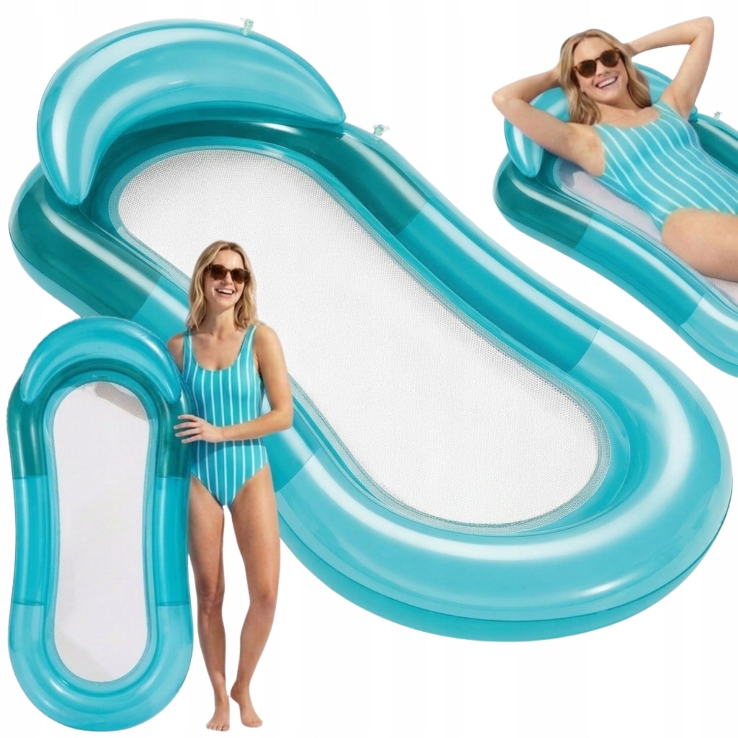 WATER MATTRESS INFLATABLE SWIMMING POOL WITH NET OVER THE SEA PONTOON FOR SWIMMING