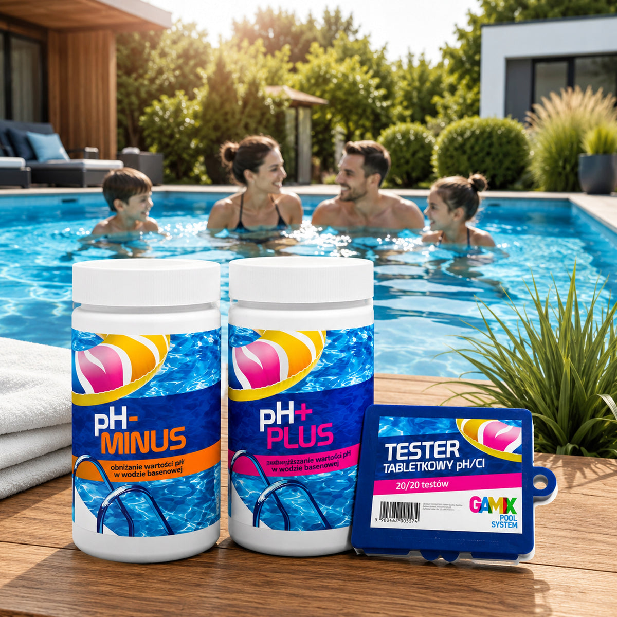 WATER PH ADJUSTMENT KIT PH MINUS- 1,5 KG PH PLUS+ 1KG + TESTER GAMIX Manufacturer code A05