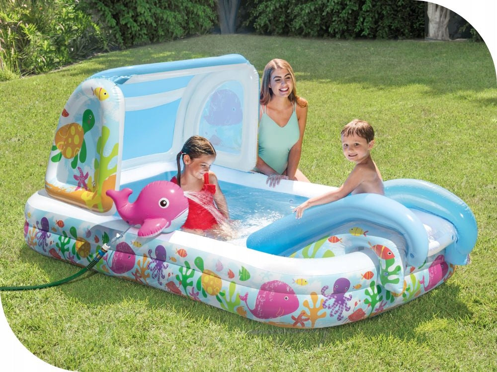 WATER PLAYGROUND FOR CHILDREN AQUARIUM INTEX SHOWER TRAY WITH VISOR 229x147x107 Length 229 cm
