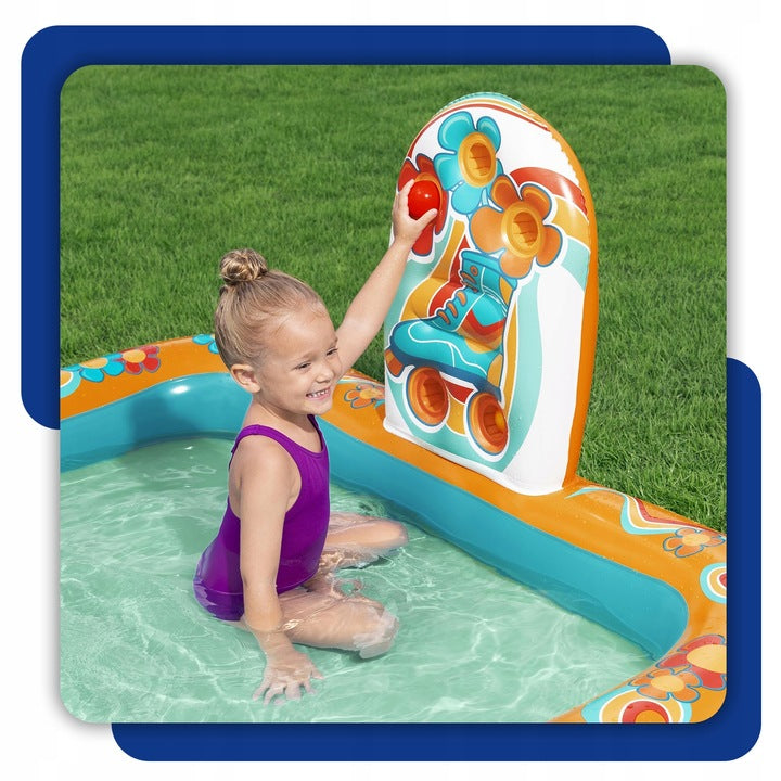 WATER PLAYGROUND FOR CHILDREN INFLATABLE POOL FOUNTAIN SLIDE + BALLS Packaging status original