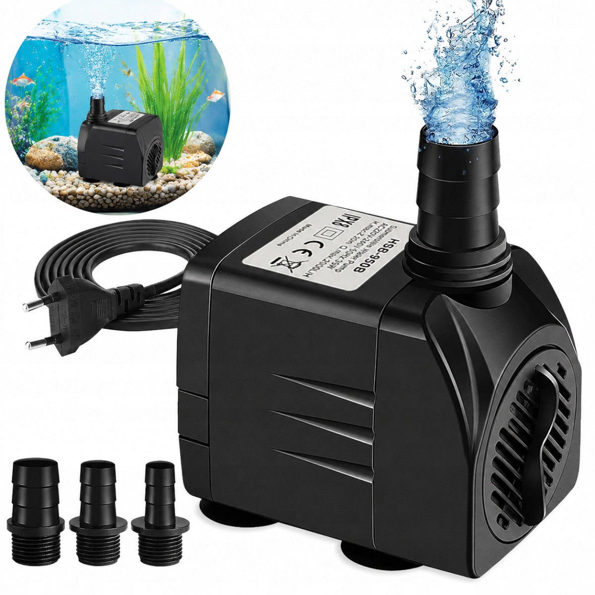 WATER PUMP FOR CUBE EYELETS AQUARIUM FOUNTAINS SMALL A EFFICIENT 2000l/h