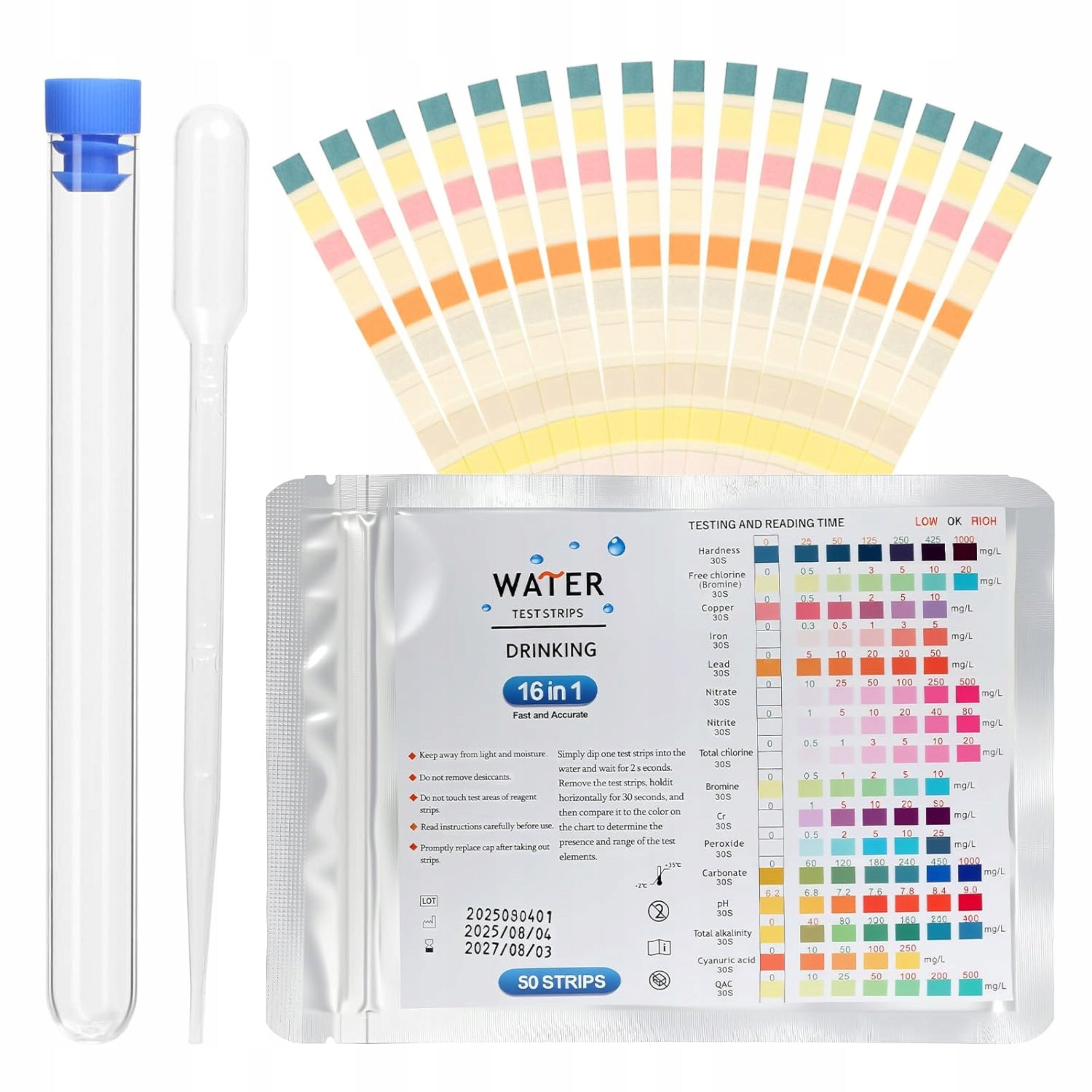 WATER QUALITY HARDNESS TESTER PH ACCURATE METER SET 16IN1 STRIP 50pcs