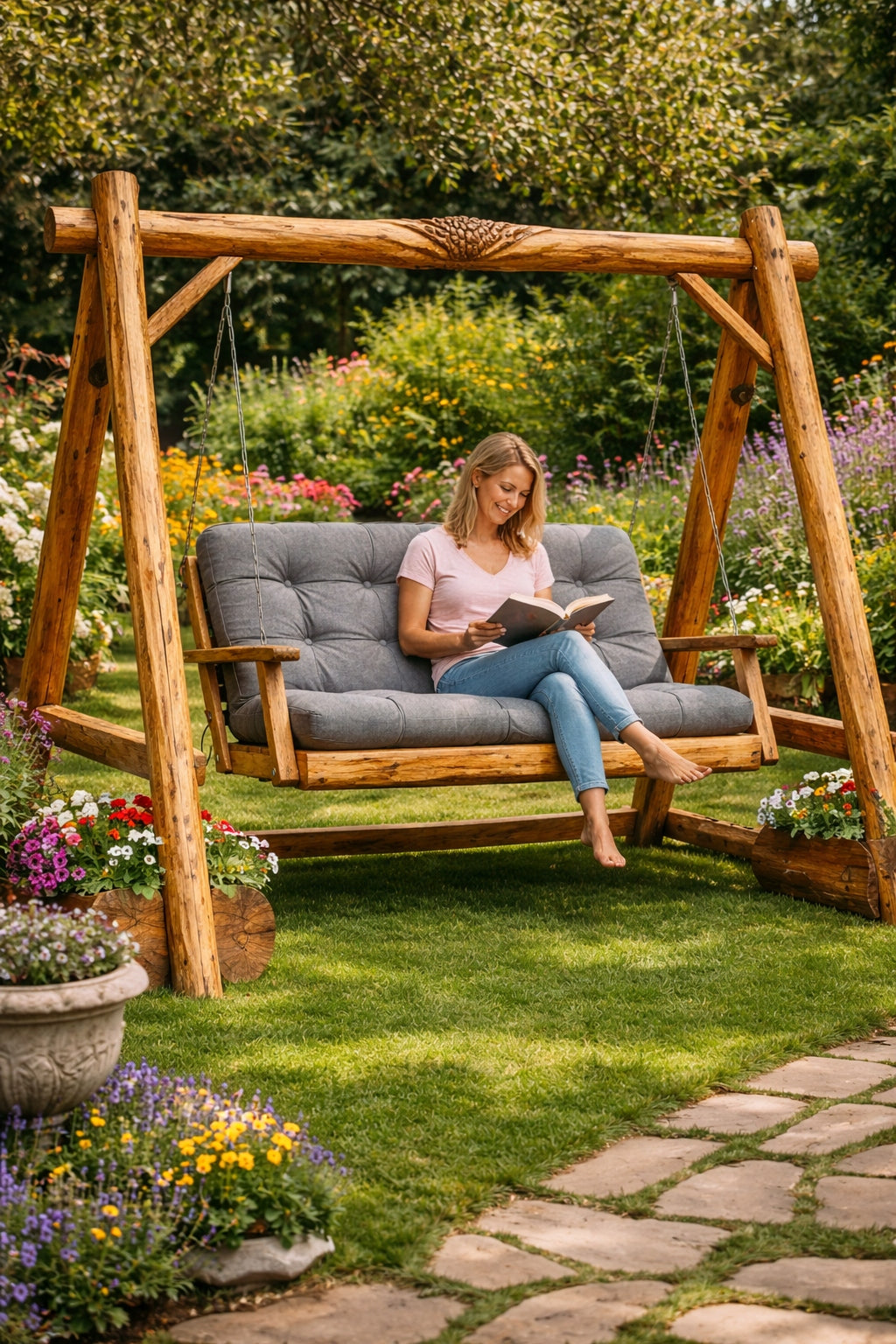 WATER RESISTANT GARDEN PILLOW 140x60x50 FOR SWING, BENCH, PALLETS, FURNITURE Packaging status original