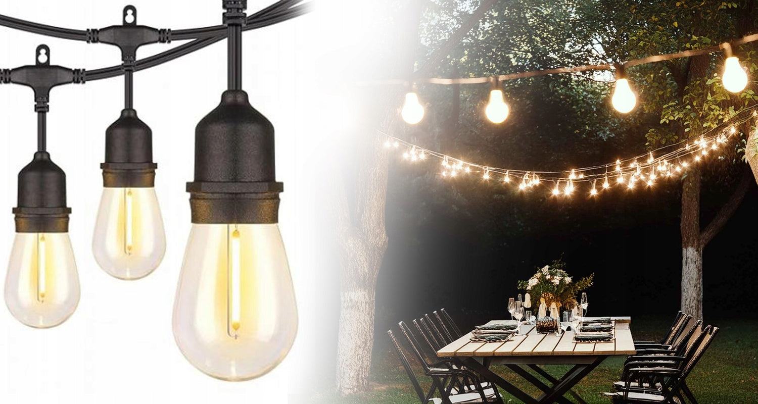 WATER RESISTANT OUTDOOR BALCONY GARLAND GARDEN TERRACE LIGHT BULBS 10m Packaging status original