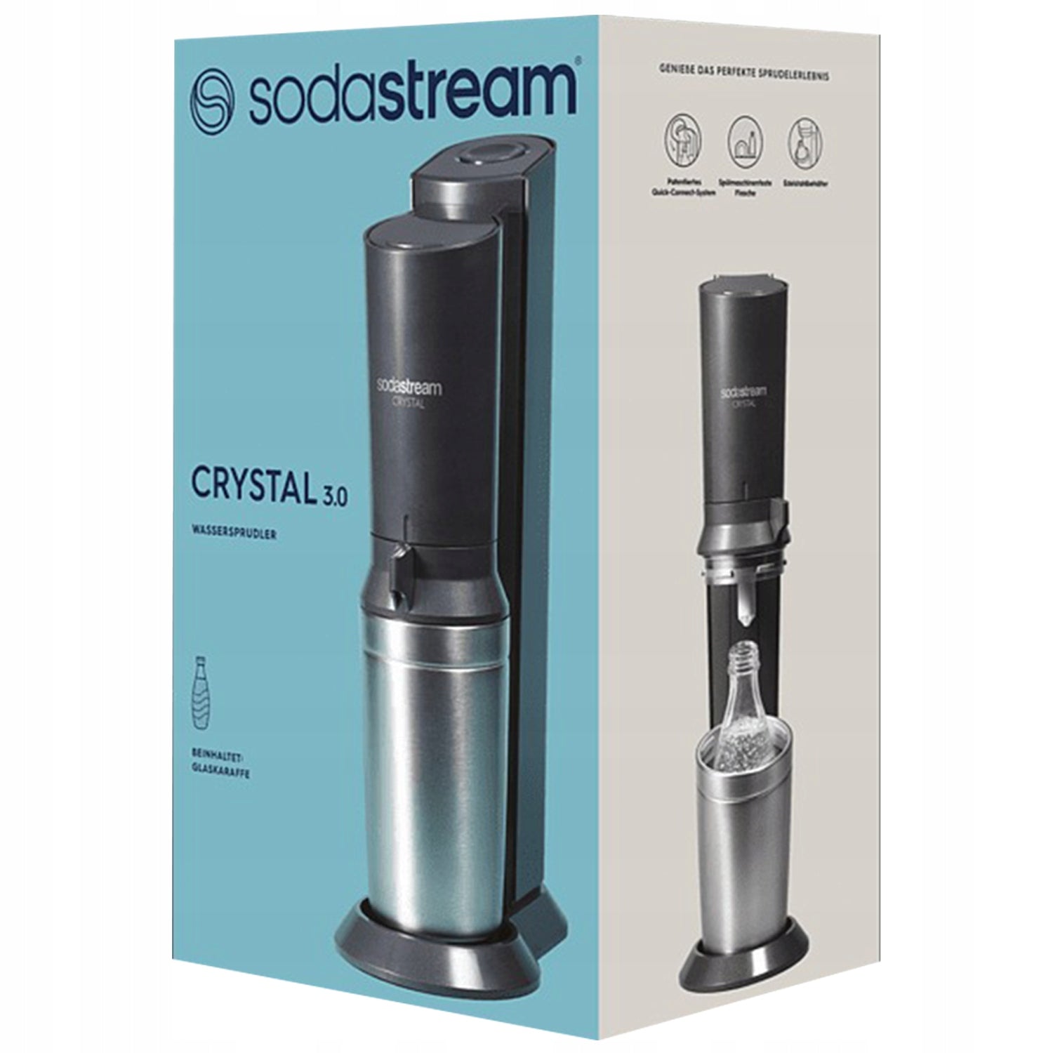 WATER SATURATOR SODASTREAM CRYSTAL + CO2 CARTRIDGE + GLASS CARAFE BOTTLE Certificates of conformity CE