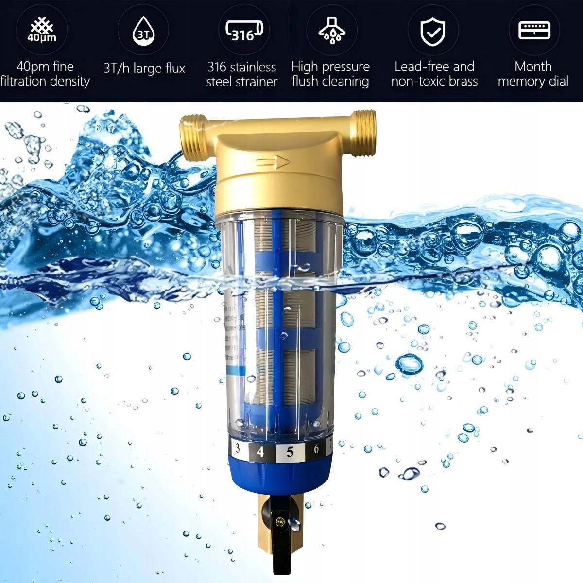 WATER SETTLEMENT FILTER COMPLETE SELF-CLEANING 3/4"/ 1/2" Brand no brand
