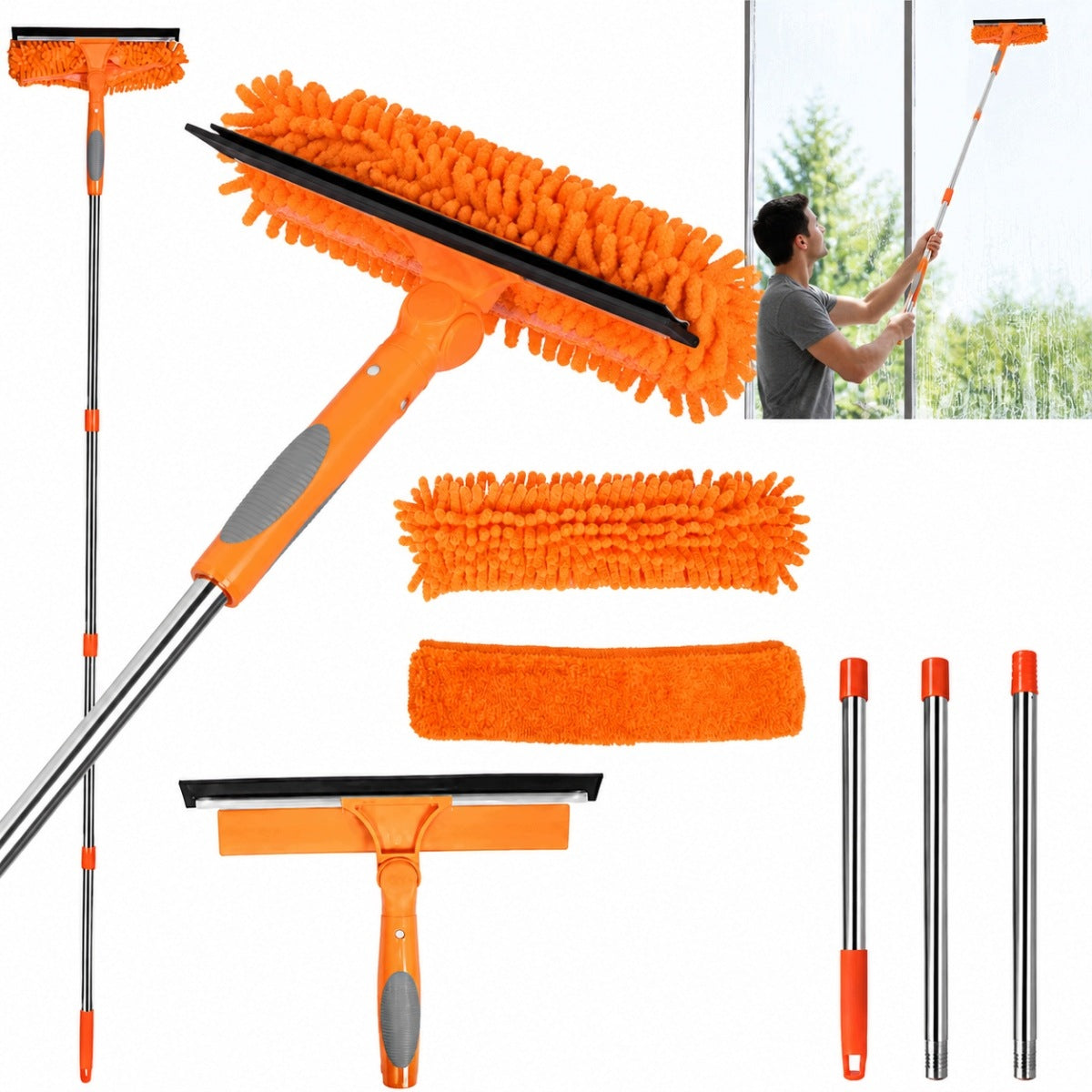 WATER SQUEEGEE TELESCOPIC WINDOW WASHER MIRROR WINDOW WASHING CABIN 1,7m MOP