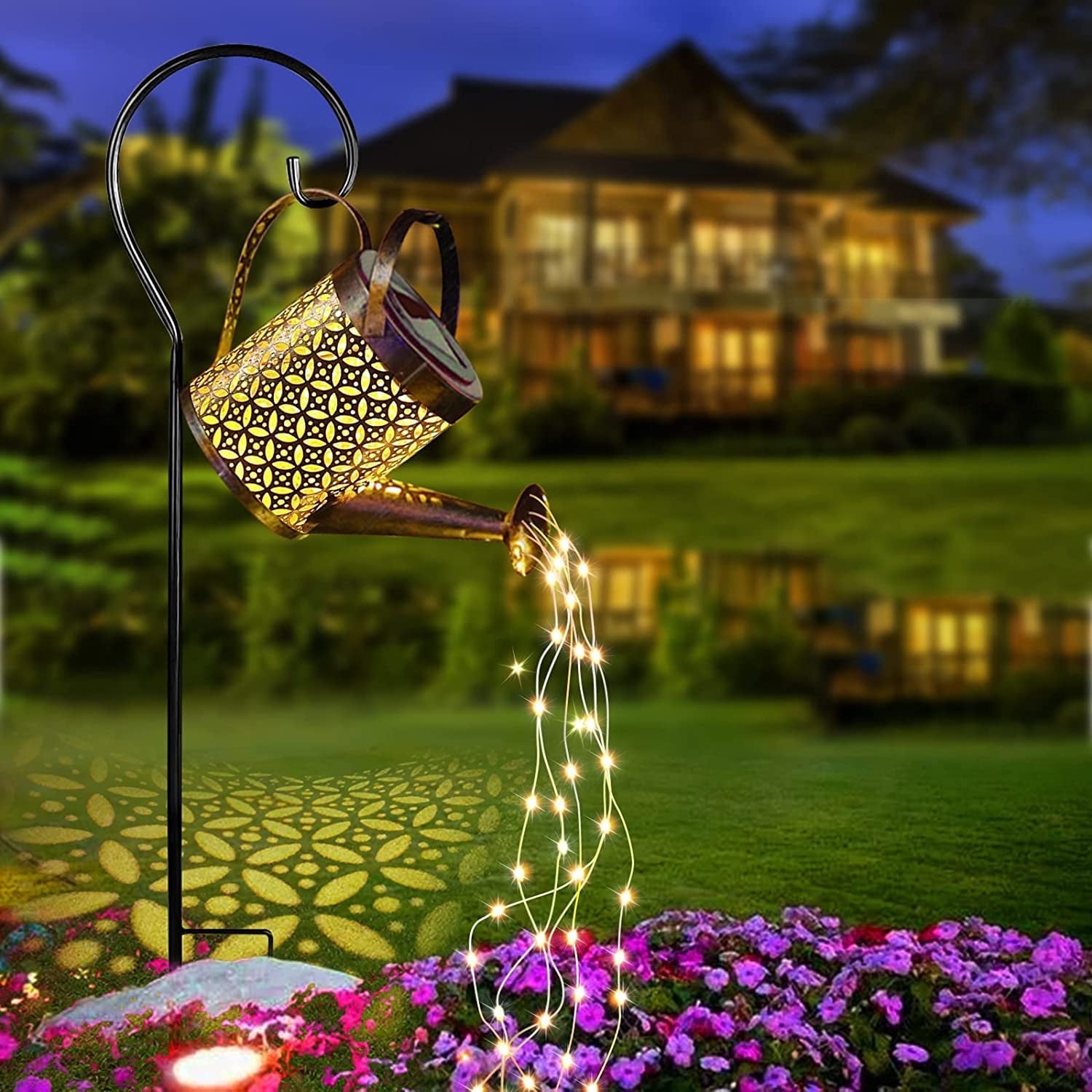 WATERING CAN LED SOLAR GARDEN LAMP DECORATIVE HAMMERED DUSK SENSOR Manufacturer code 5249