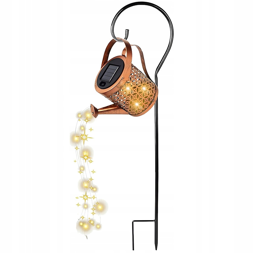 WATERING CAN LED SOLAR GARDEN LAMP DECORATIVE HAMMERED DUSK SENSOR Packaging status original