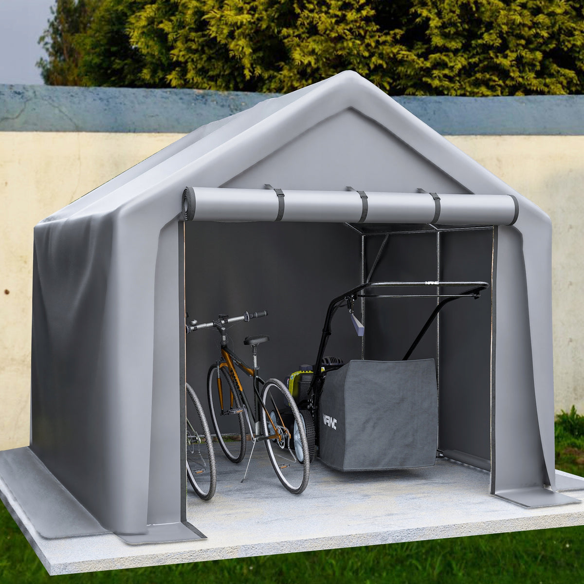 WATERPROOF CARPORT BIKE PORTABLE GARAGE STORAGE SHED FOR BICYCLES 244X241X217 Packaging status original