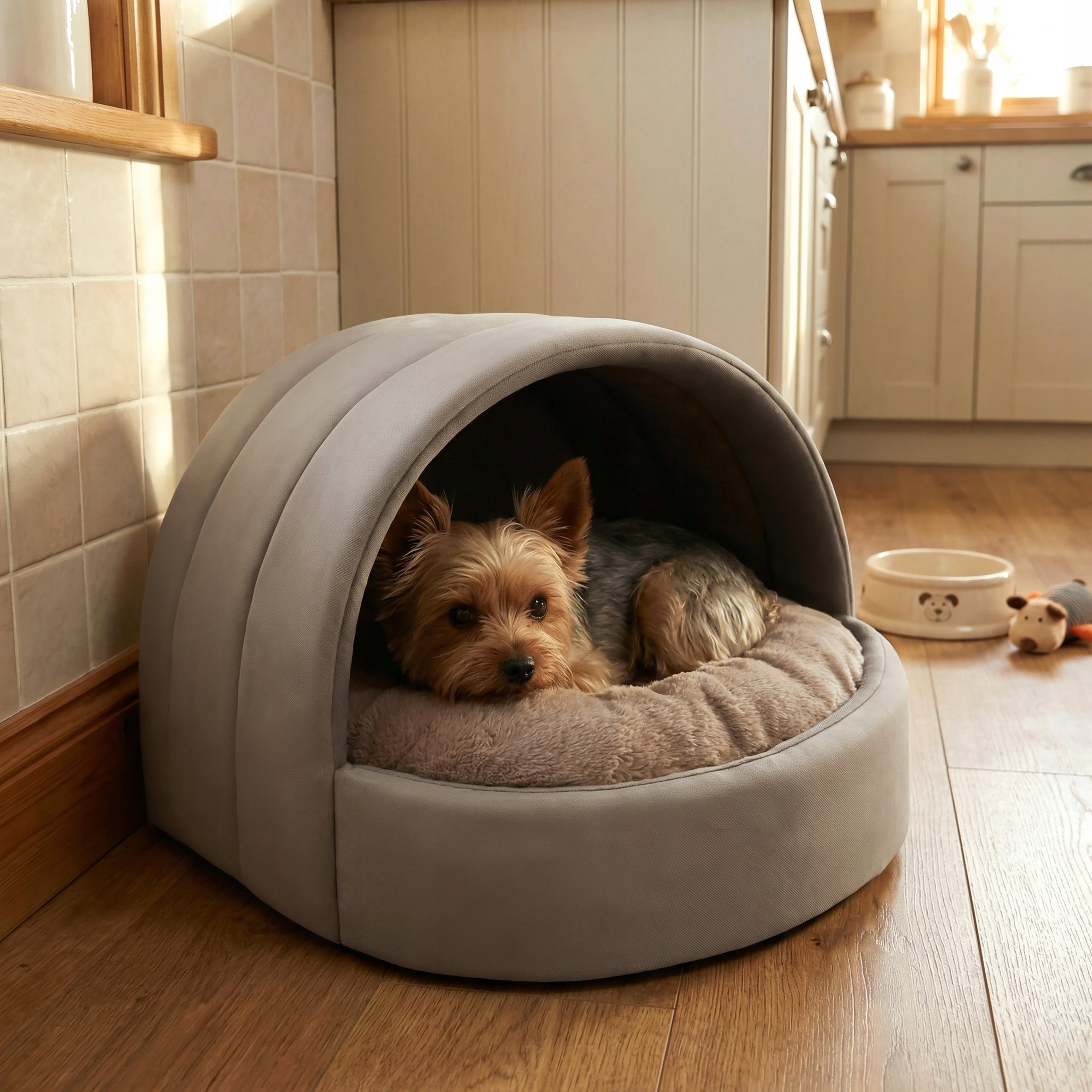 WATERPROOF CAT HOUSE DOG KENNEL BOOTH WITH PILLOW M 55x50cm Manufacturer code Legowisko Budka Dla Psa M 55x50x40_Beż