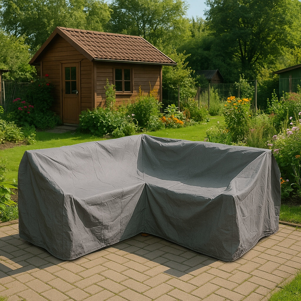 WATERPROOF COVER FOR GARDEN CORNER FURNITURE GREY 425/155/115 ON UV Manufacturer code POKROWIEC NA NAROŻNIK OGRODOWY WODOODPORNY