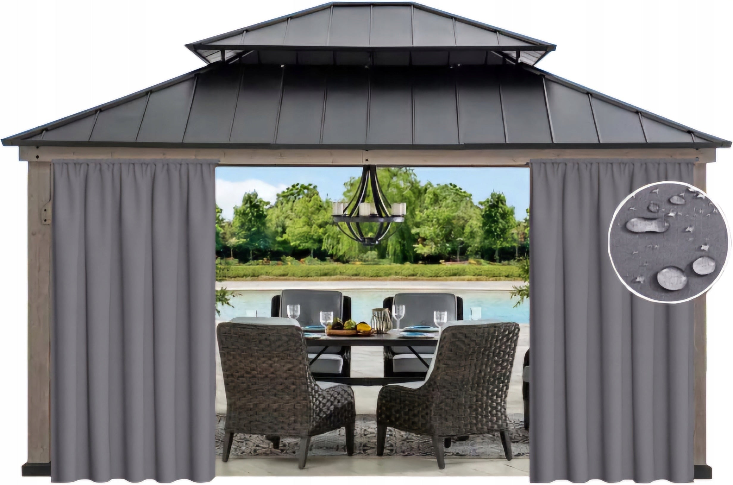 WATERPROOF CURTAIN FOR PERGOLA TERRACE GARDEN 155x210 WATERPROOF CURTAINS