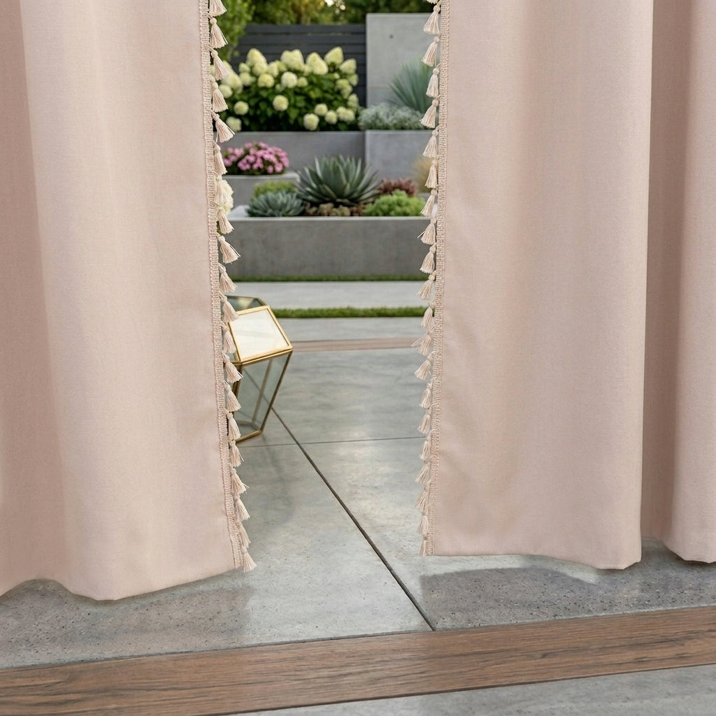 WATERPROOF GARDEN CURTAIN - TERRACE GAZEBO TASSELS BOHO SAND 80x200 Manufacturer code 841MS-80X200-2E