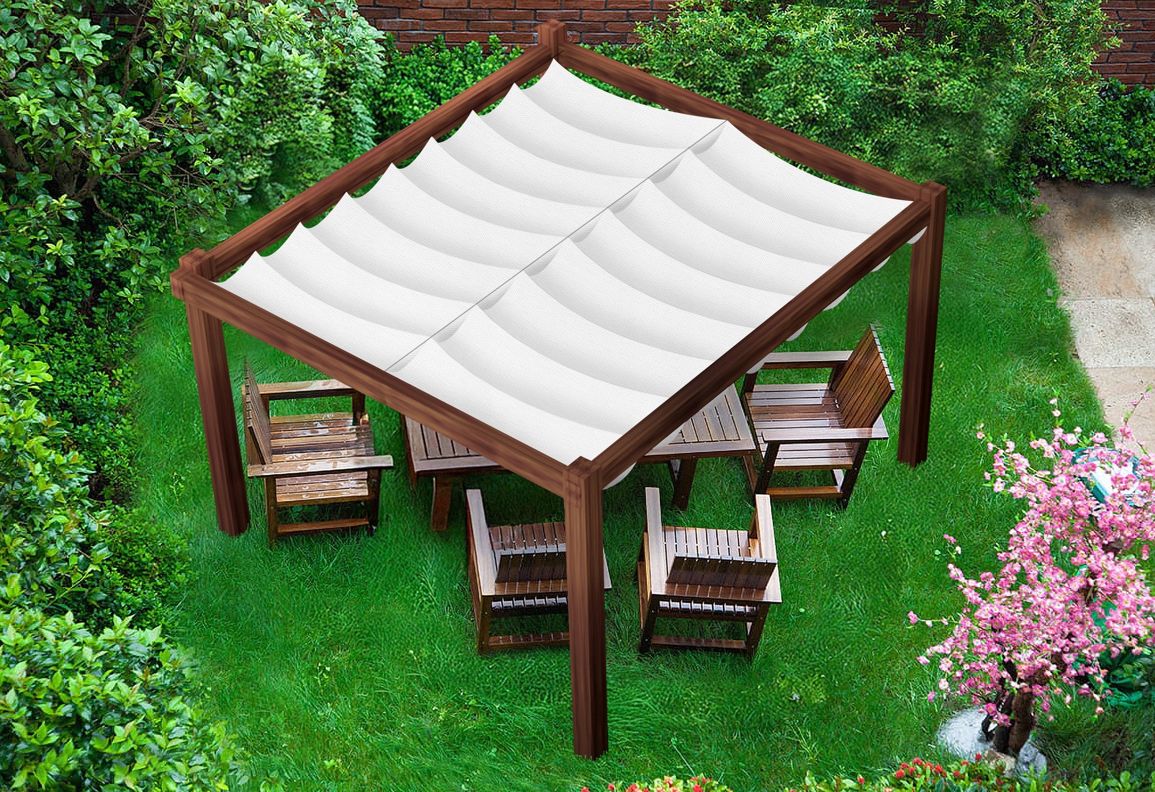 WATERPROOF SUNSHADE SAIL, EXTENDABLE, ROLLABLE FOR THE GARDEN, CUSTOM-SIZED Manufacturer code ZP_DE_ROZ_W
