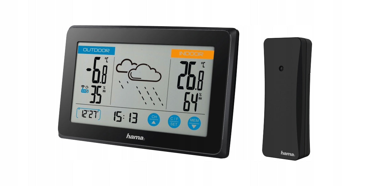 WEATHER STATION HAMA TEMPERATURE FORECAST HUMIDITY TOUCH SCREEN SENSOR EAN (GTIN) 4047443425379