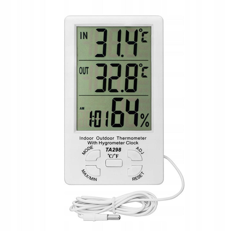 WEATHER STATION LCD THERMOMETER HYGROMETER CLOCK MAGNET BATTERY SET Brand no brand