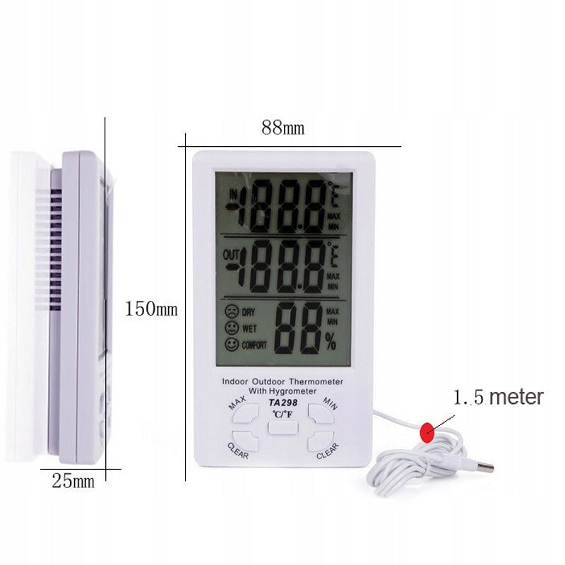 WEATHER STATION LCD THERMOMETER HYGROMETER CLOCK MAGNET BATTERY SET Manufacturer code FNC260717