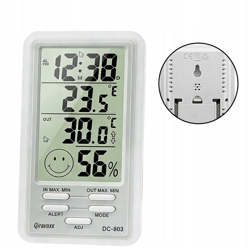 WEATHER STATION LCD THERMOMETER HYGROMETER CLOCK MAGNET BATTERY SET
