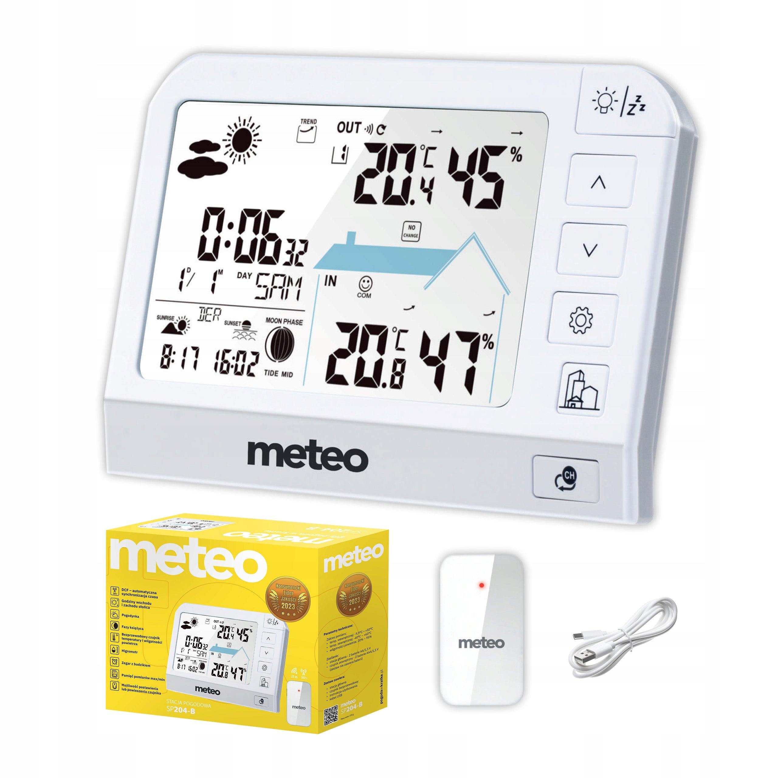 WEATHER STATION METEO SP204 WEATHER HYGROMETER EXTERNAL SENSOR DCF
